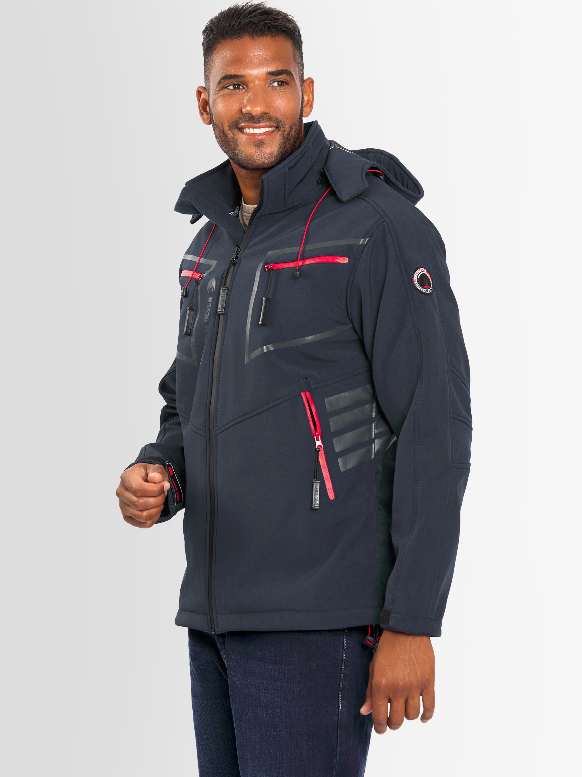 Arctic Seven Softshelljacke »ASPierr«, sportliche Outdoor Funktionsjacke mit abnehmbarer Kapuze