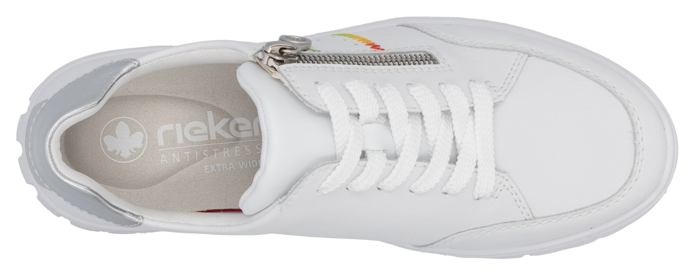 Rieker Sneaker, Schnürschuh, Halbschuh, Freizeitsneaker, seitlicher Reißverschluss