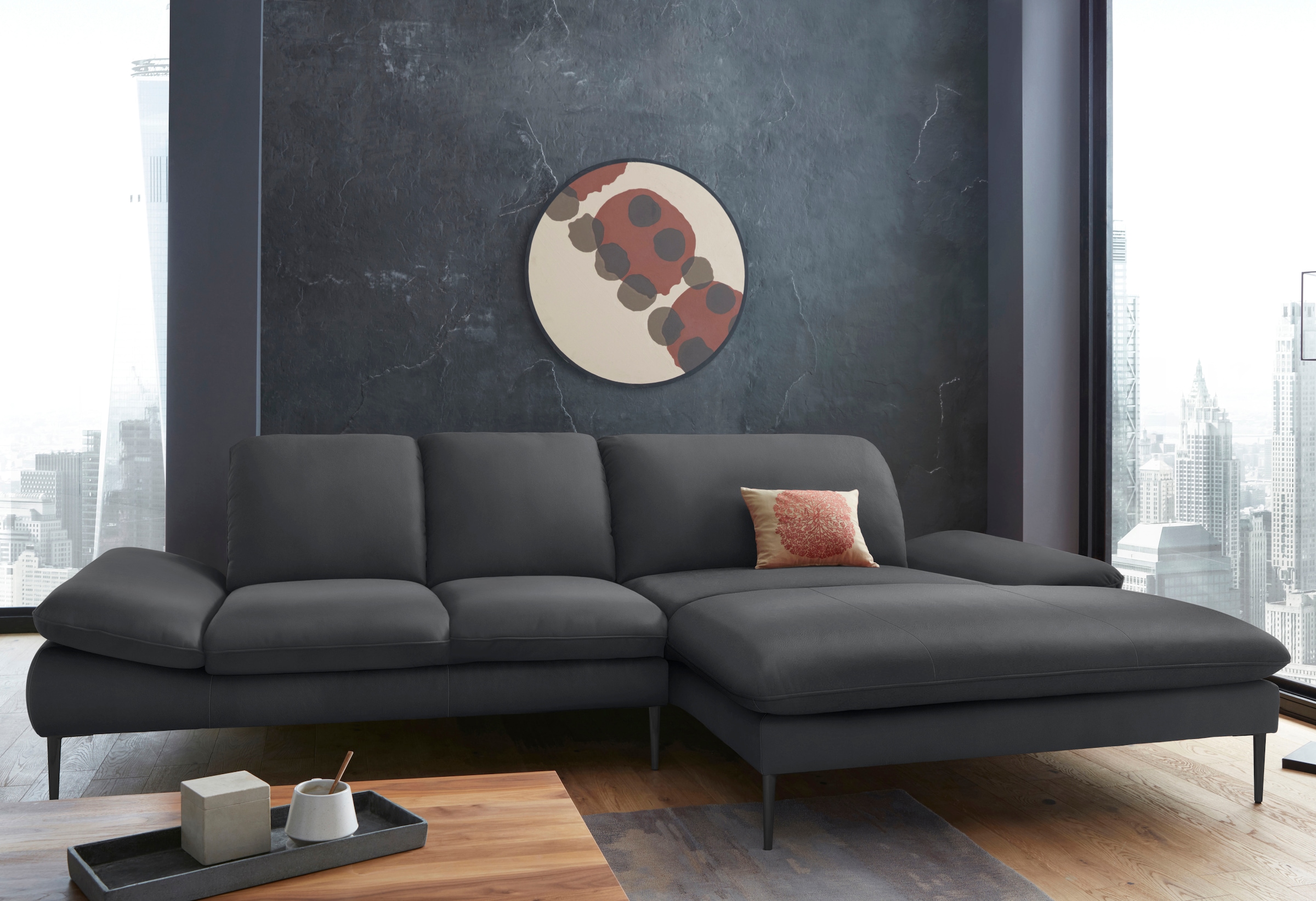 W.SCHILLIG Ecksofa "enjoy&MORE, Designsofa, elegant und bequem, L-Form" Sitztiefenverstellung, Füße schwarz pulverbeschichtet, Breite 310 cm