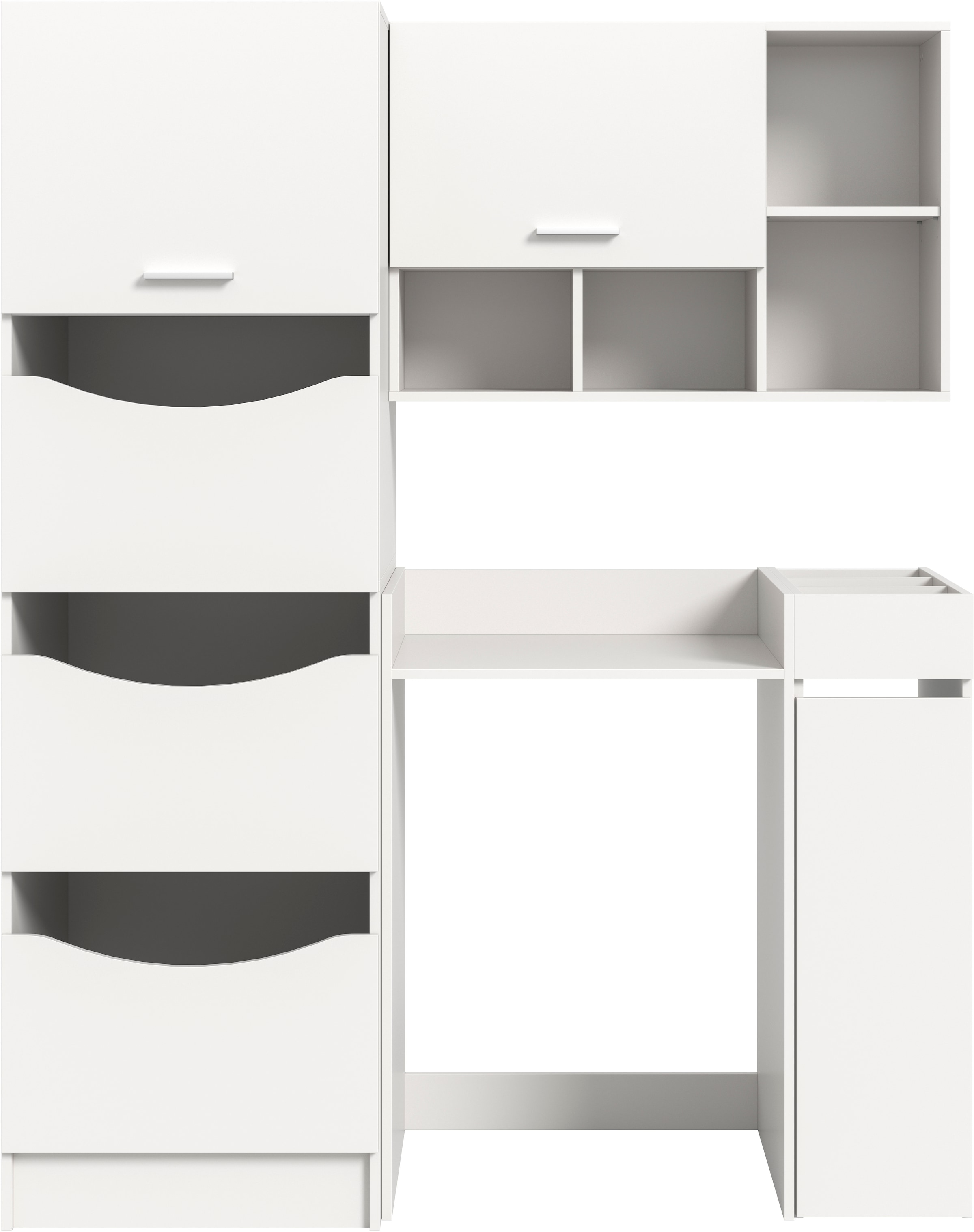 welltime Badmöbel-Set »FALAS, TOPSELLER!, 4-teilig, Hauswirtschaftsraum Set, Breite 126 cm«, (Set, 4 St., Wäschschrank, Waschmaschinenumbauschrank, Standregal, Hängeschrank), Kombination, Waschmaschinenumbau, Waschmaschinenschrank, Wäschekammer
