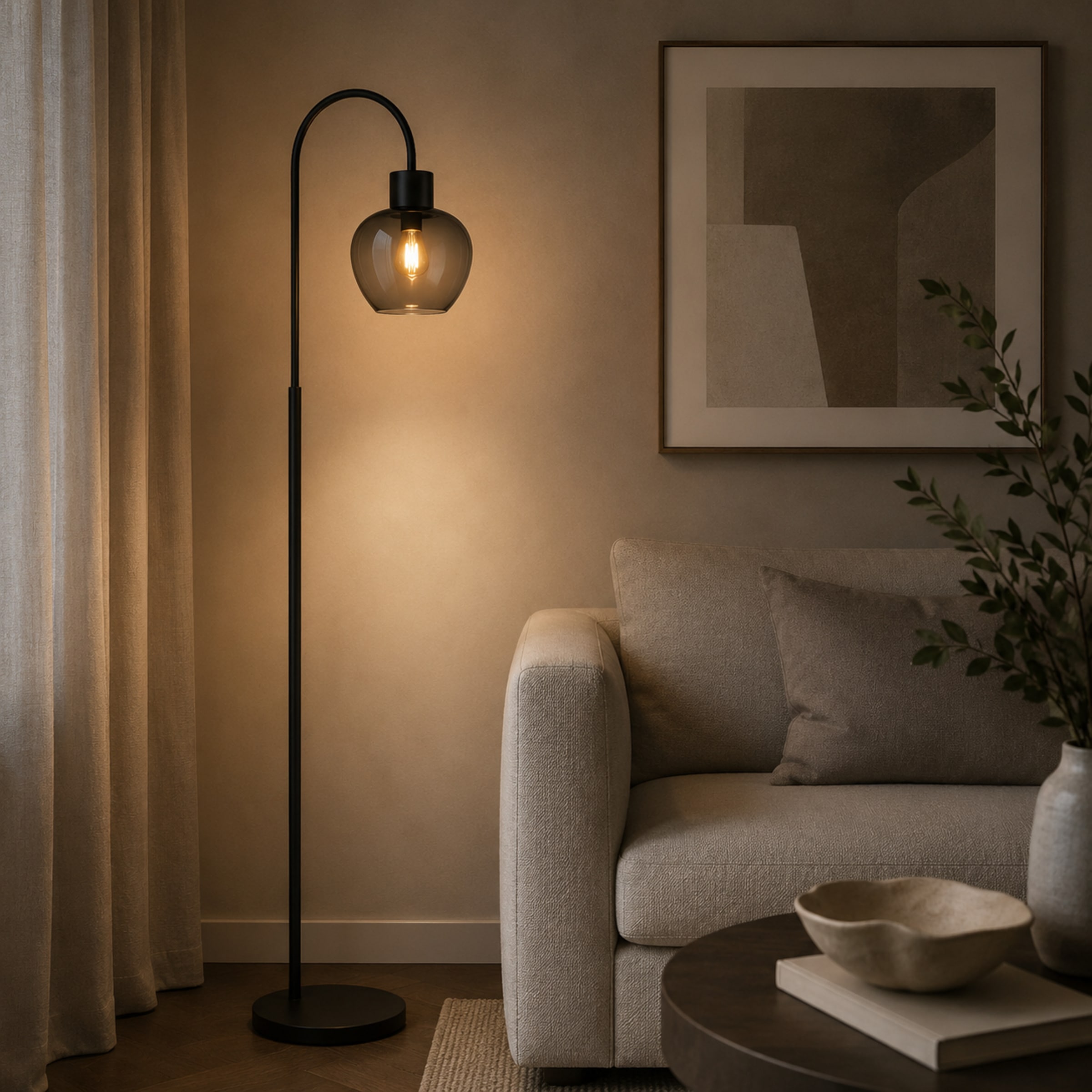 Brilliant Stehlampe »Ligari« E27 1 Stk. Höhe 164 cm, E27 Fassung, Aluminium, Glas, Schwarz Rauchglas