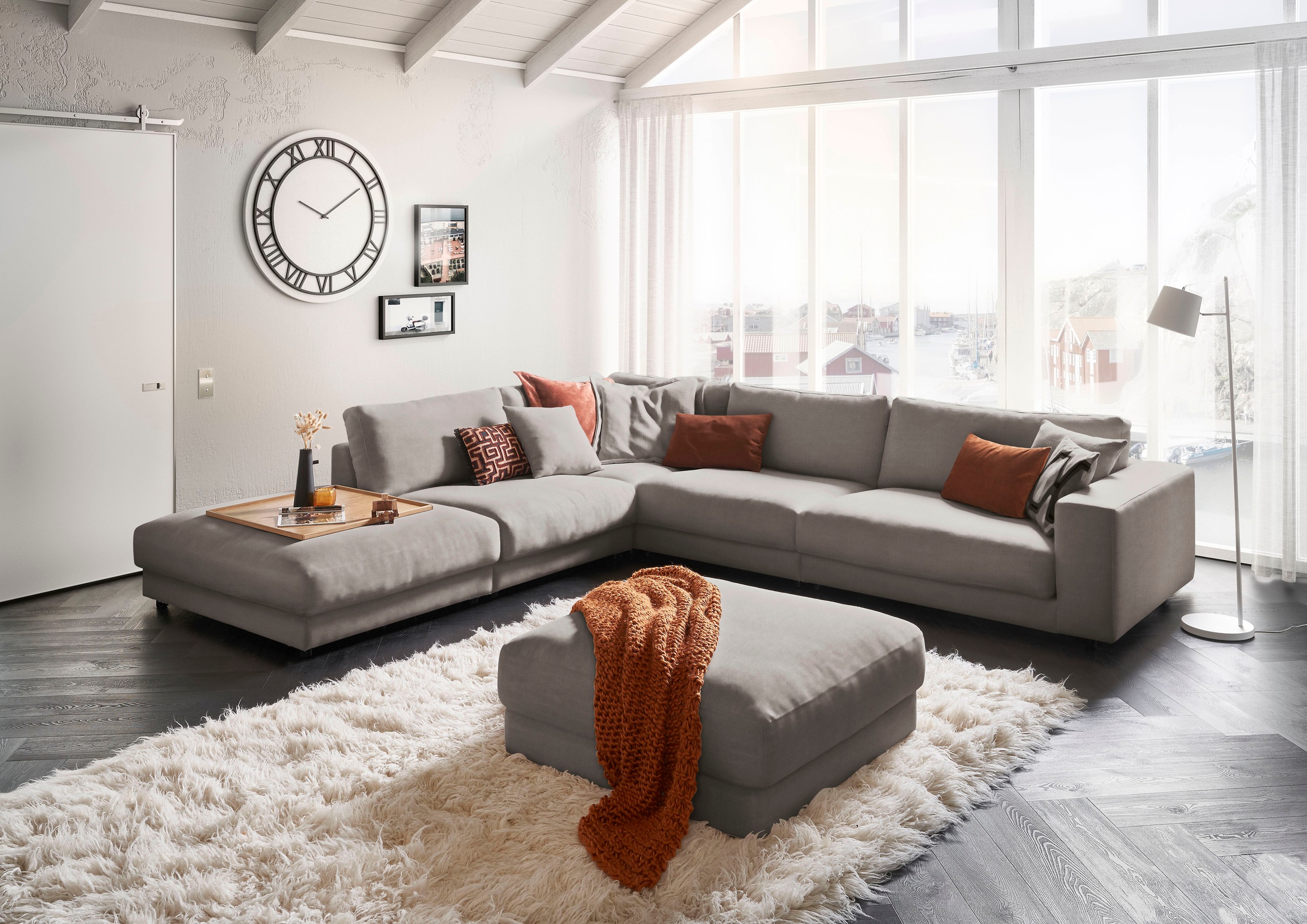 3C Candy Ecksofa »Enisa II, bequem und komfortabel, großes Familiensofa, L-Form«, incl. 3 Flatterkissen, wahlweise mit Flecken-Schutz-Bezug Easy care