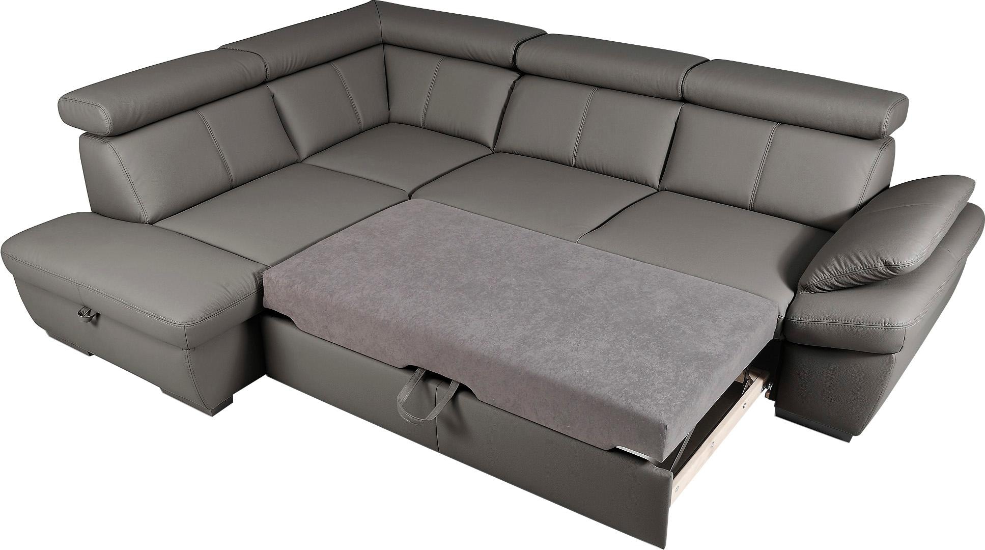 exxpo - sofa fashion Ecksofa »Salerno, klassisch modernes Funktionssofa, hoher Sitzkomfort, L-Form«, inkl. Kopf- und Armteilverstellung, wahlweise mit Bettfunktion