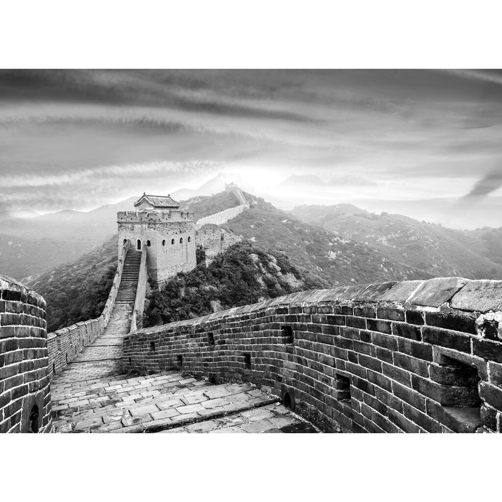 Papermoon Fototapete »Chinesische Mauer Schwarz & Weiß«