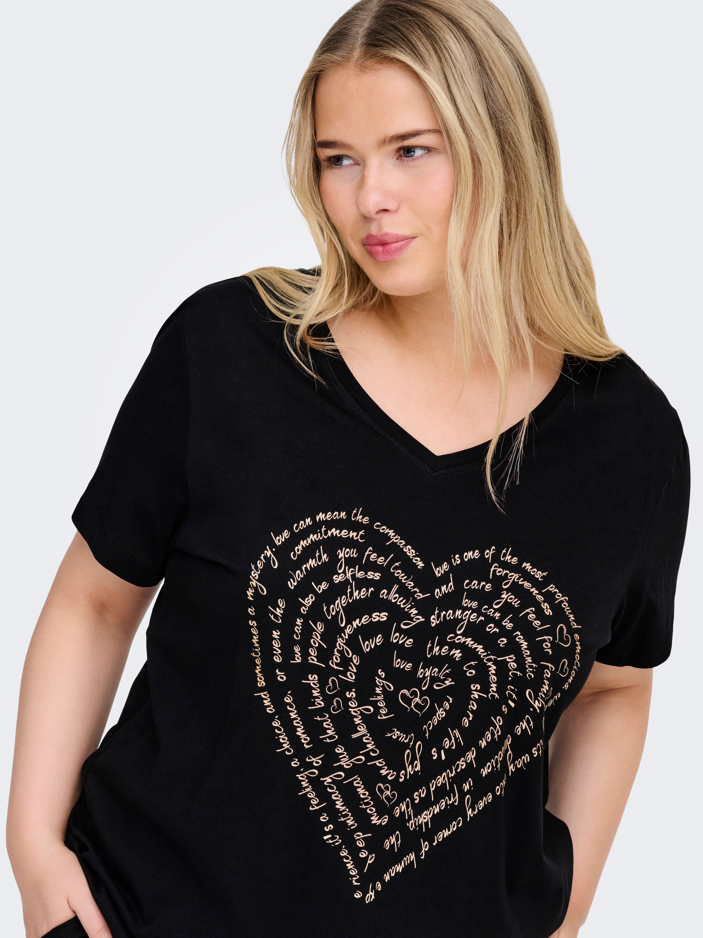ONLY CARMAKOMA Kurzarmshirt "CARLYDIA LIFE SS V-NECK REG TEE JRS" günstig online kaufen