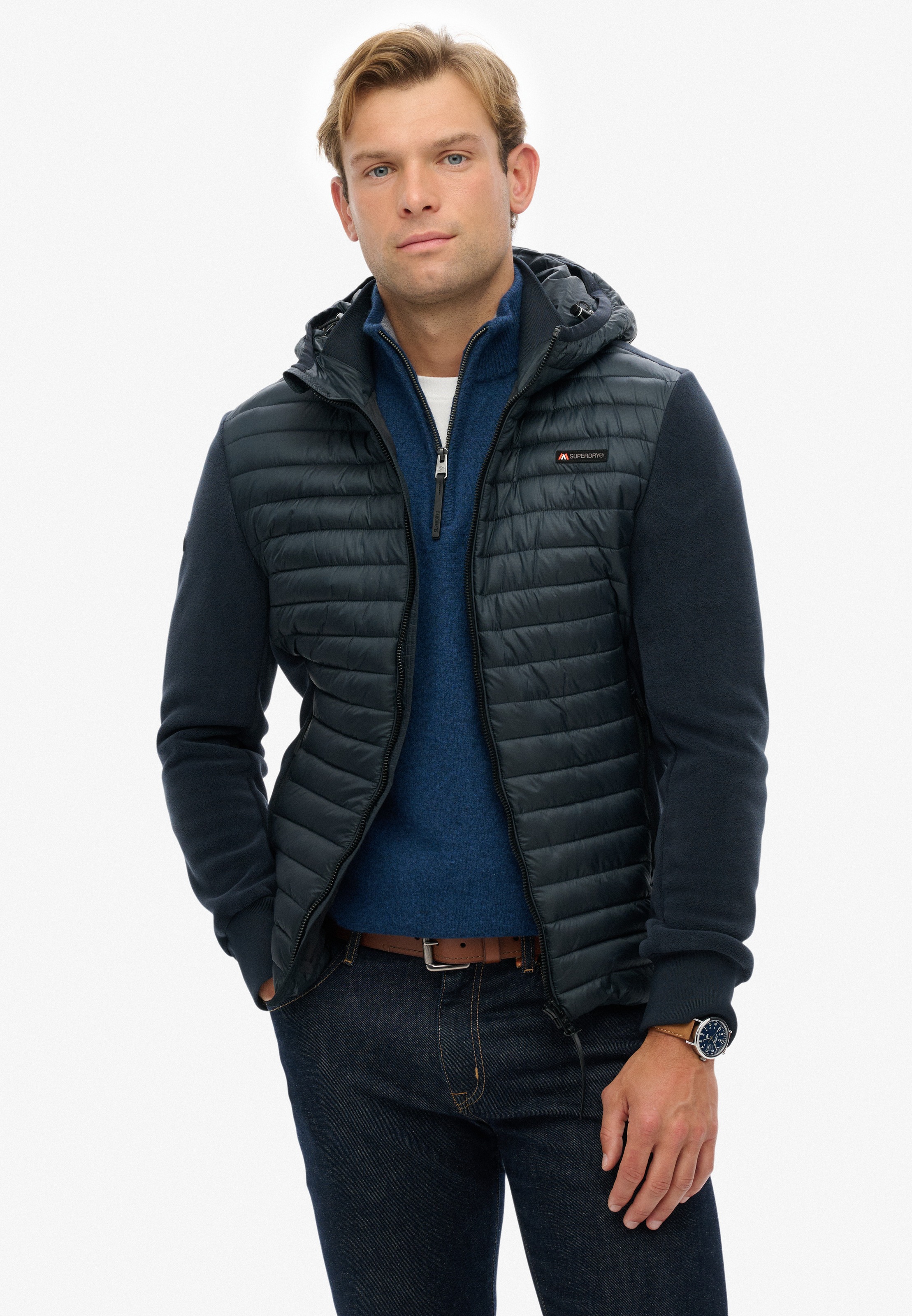 Superdry Steppjacke "HOOD STORM FLEECE HYBRID JKT", mit Kapuze günstig online kaufen