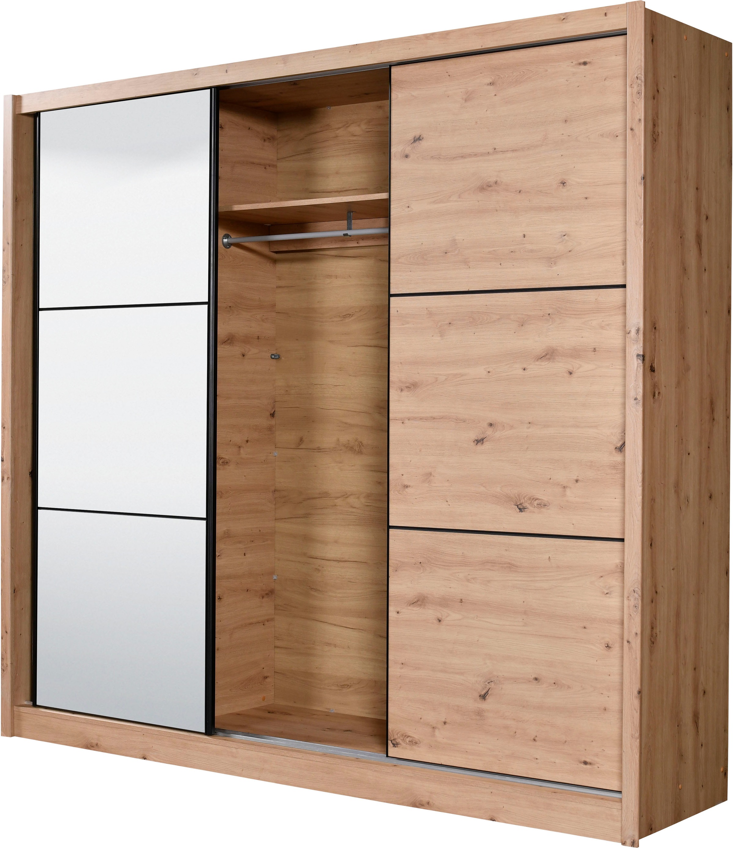 INOSIGN Schwebetürenschrank »Navara Kleiderschrank mit Spiegel Wäscheschrank Garderobe«, mit großzügiger Innenausstattung, FSC®-zertifiziert, in 3 Breiten