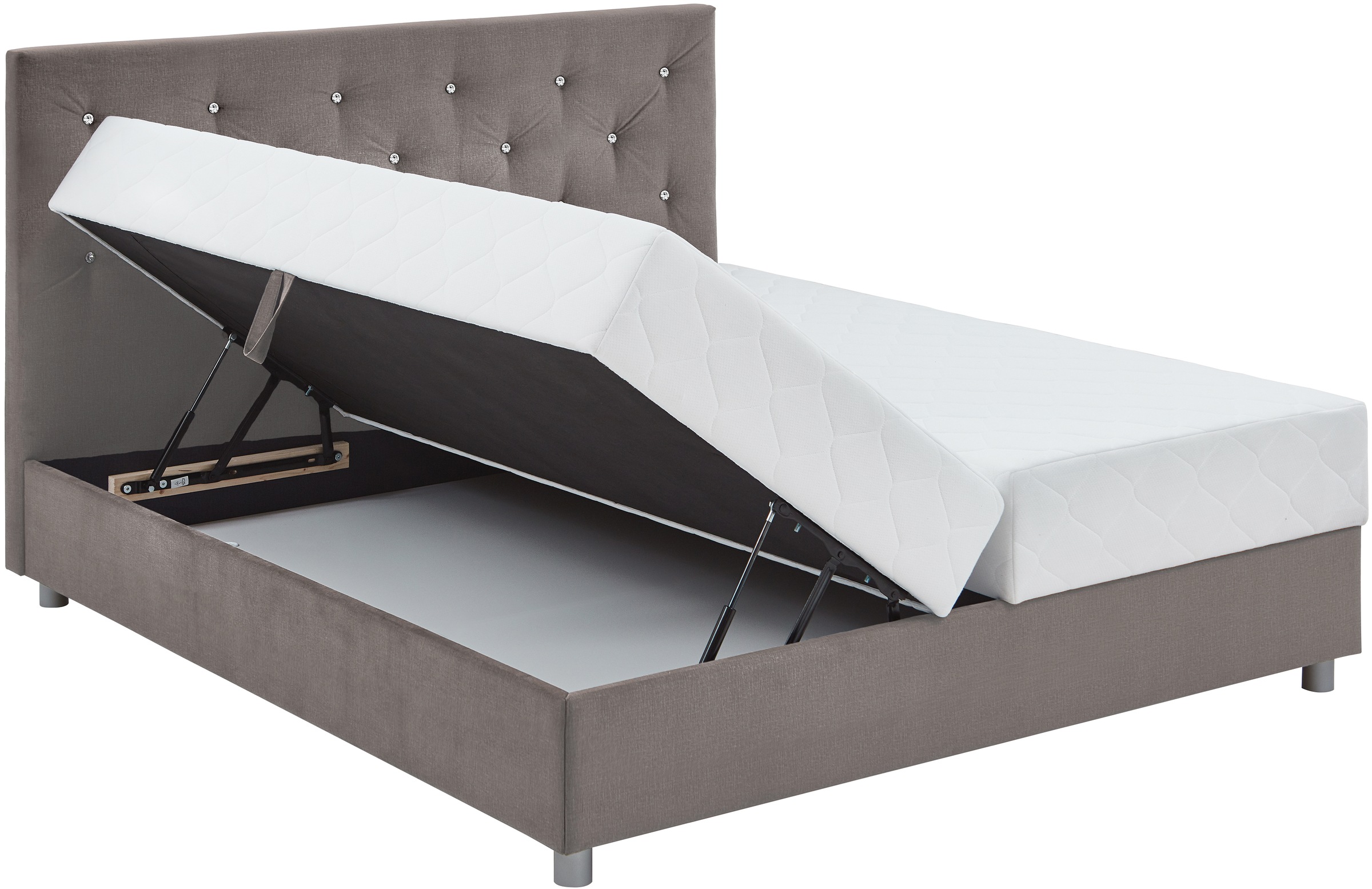 ATLANTIC home collection Boxbett »CELIA im hochwertiger Samtoptik«, mit Taschen-Federkernmatratze, Bettkasten und Strass-Steinen
