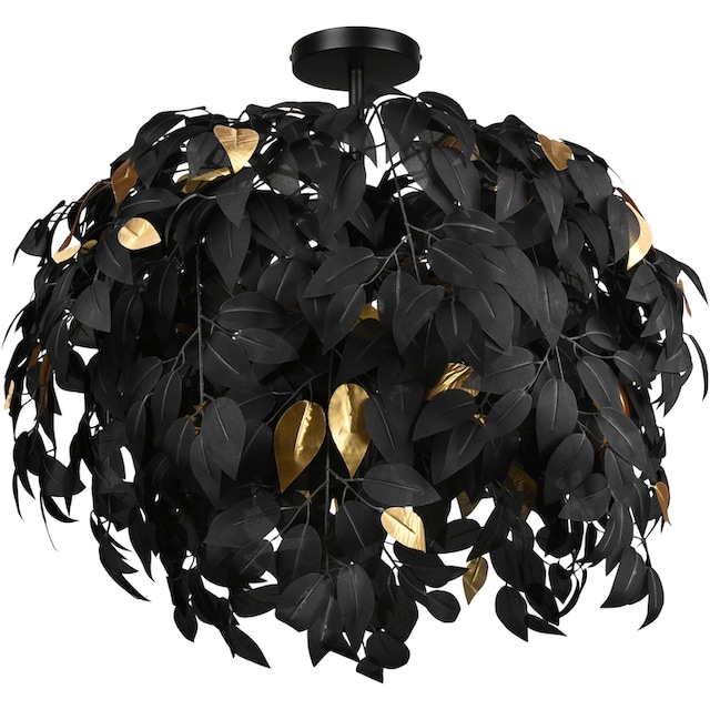 3xE14 Ø Deko exkl Deckenleuchte Leuchten TRIO Deckenlampe | bestellen Blatt »Leavy«, BAUR flammig-flammig, max Design 70cm 3 schwarz-gold, 28W,