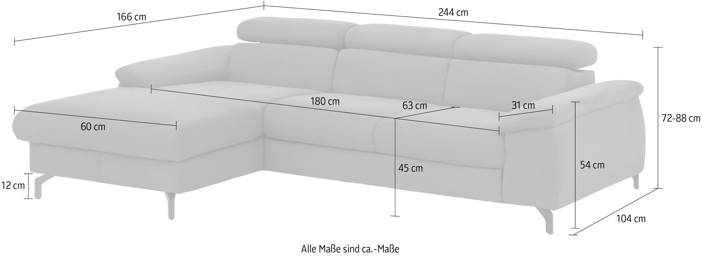 COTTA Ecksofa »Kitty«, Modern, L-Form, Bodenfreiheit 12,5 cm