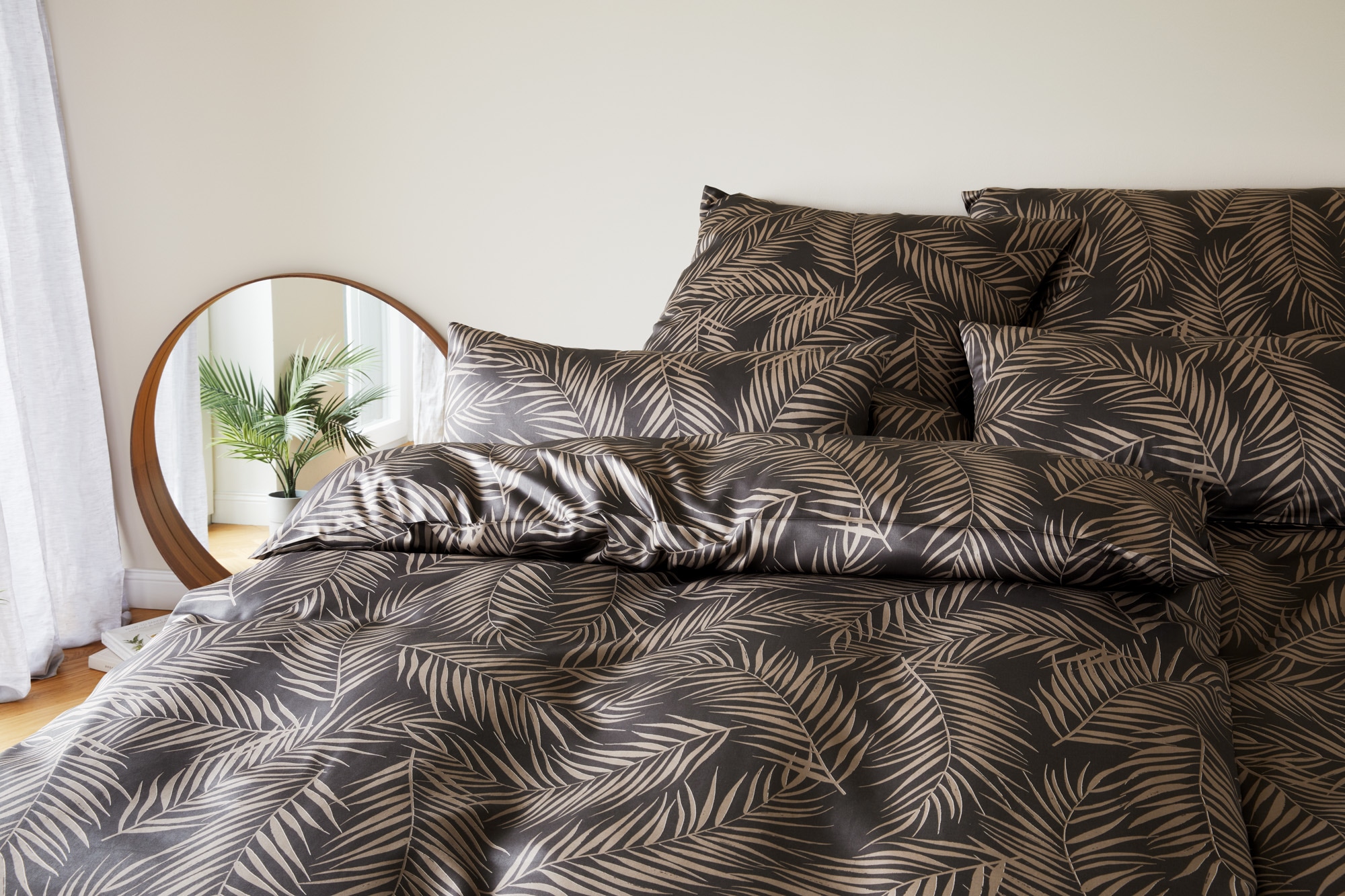 Elegante Bettwäsche "Maison Leaves" 2 Stk. tlg. angenehmes Hautgefühl günstig online kaufen