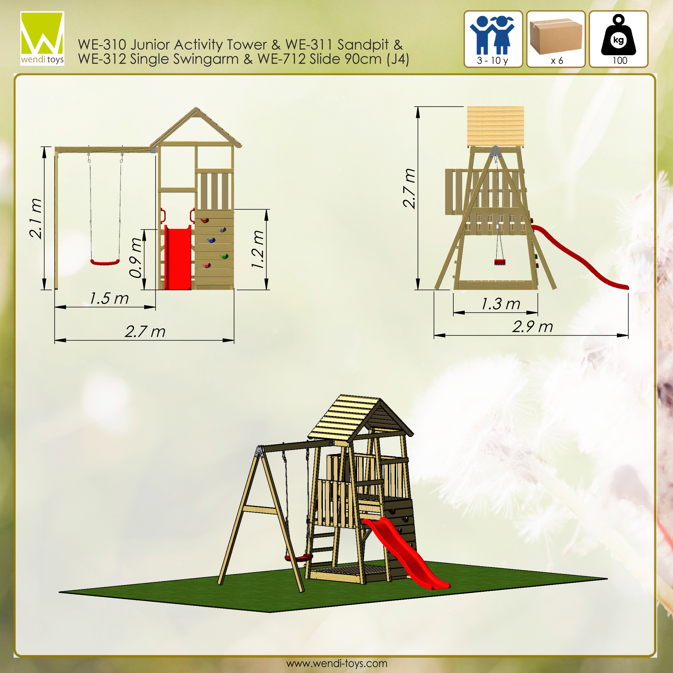 Wendi Toys Spielturm »Wendi Toys Panda«, BxTxH: 270x290x270 cm