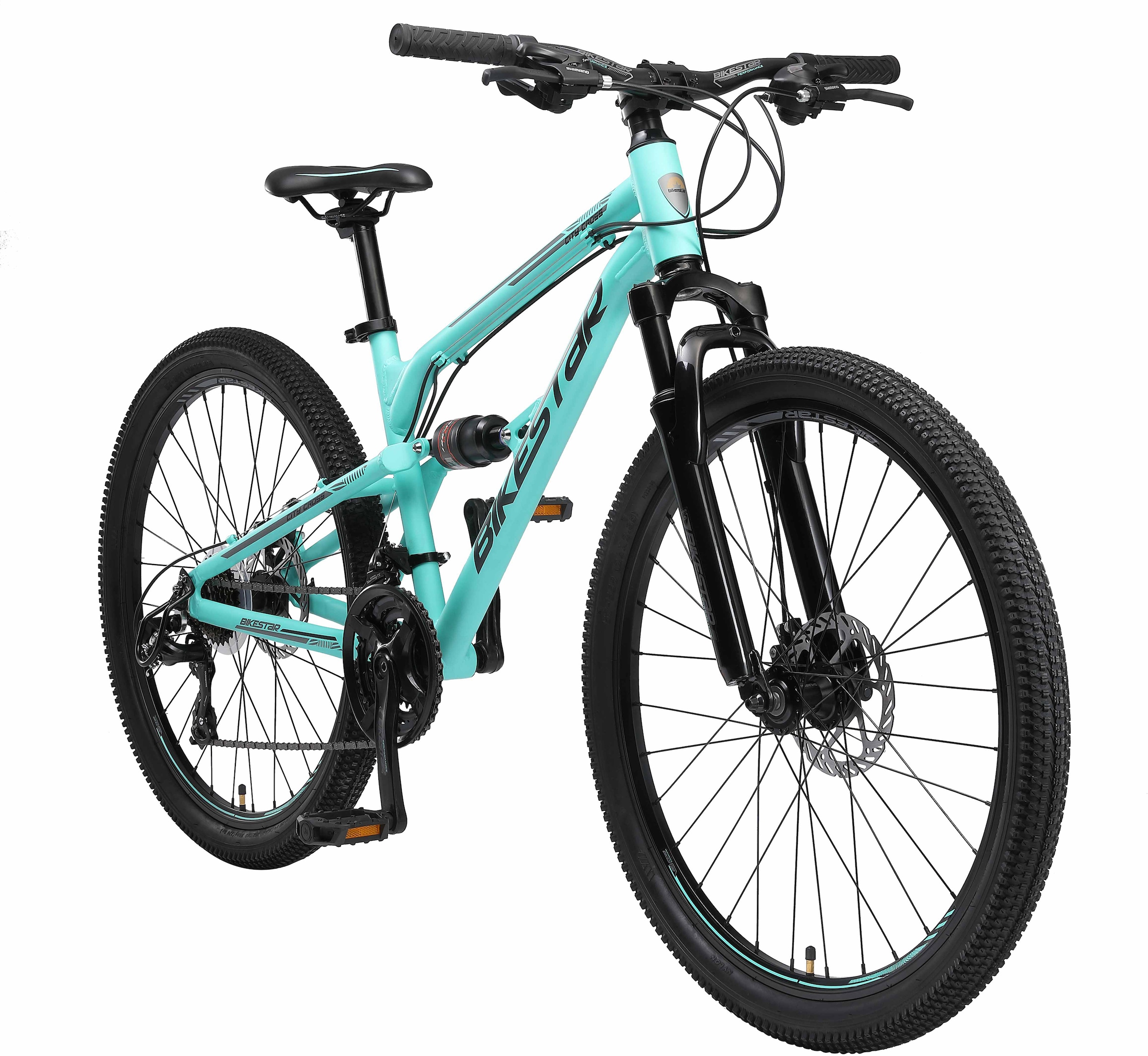 Bikestar Mountainbike, 21 Gang, Shimano, RD-TY300 Schaltwerk, Kettenschaltung, für Damen und Herren, Kettenschaltung