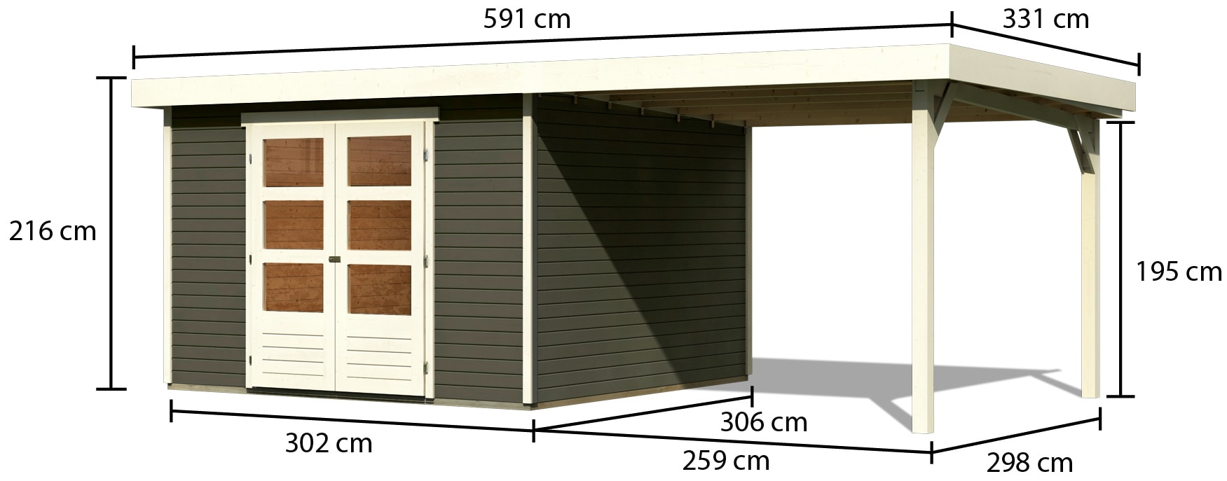 Karibu Gartenhaus »Arnis 6«, (Set), mit Anbaudach