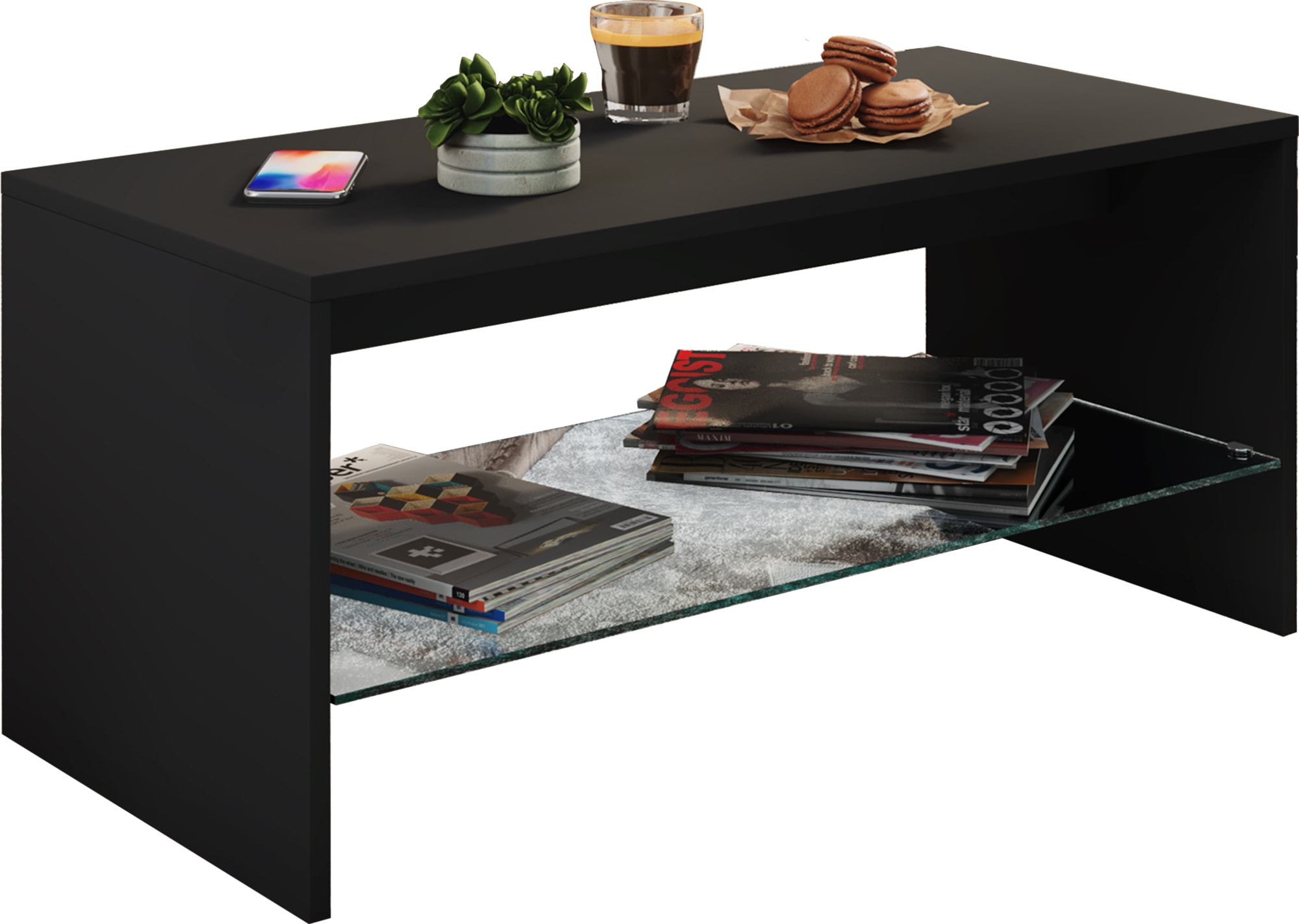 VCM Couchtisch "Holz Sofatisch Couchtisch Glas Wisal" 1 Stk. tlg.