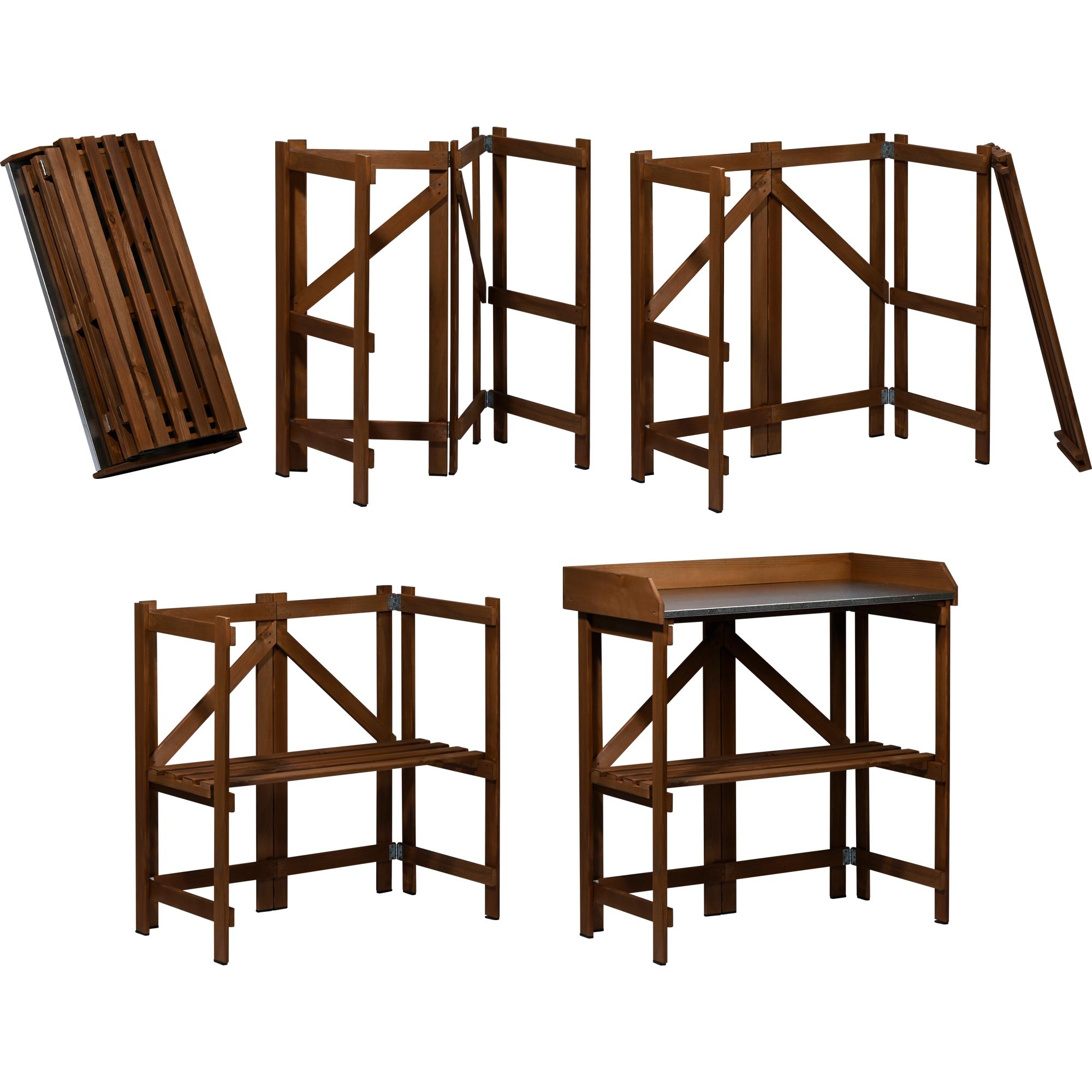 dobar Pflanztisch "faltbar mit Ablage, Dunkelbraun" günstig online kaufen