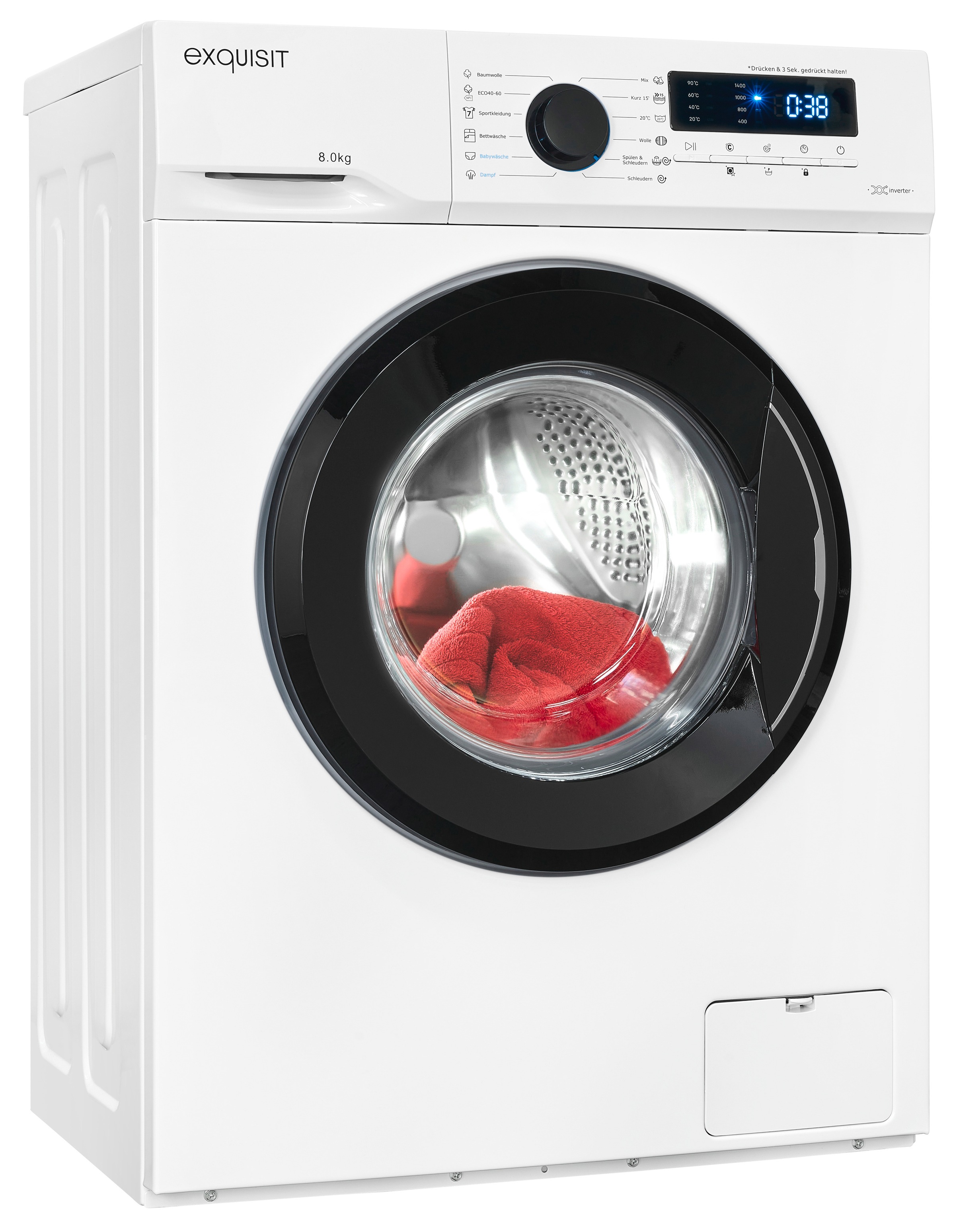 exquisit Waschmaschine "WA8014-020A weiss" 8 kg 1400 U/min Trommelreinigung günstig online kaufen