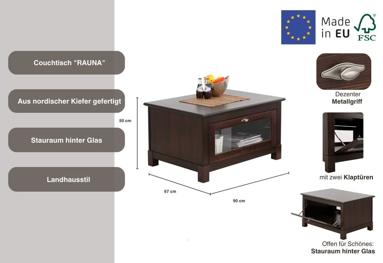 Thumbnail - Home affaire Couchtisch "Rauna" Breite 90 cm, FSC-zertifiziertes Massivholz