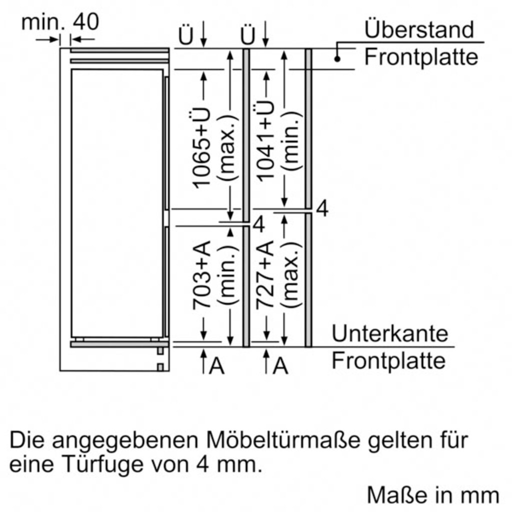 BOSCH Einbaukühlgefrierkombination »KIN86ADD0«, KIN86ADD0, 177,2 cm hoch, 55,8 cm breit