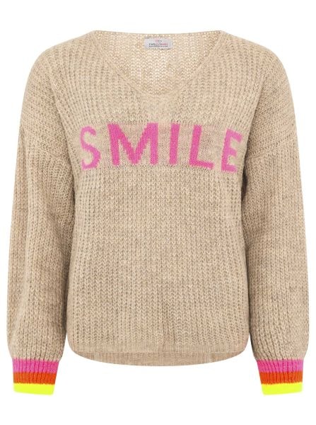 Zwillingsherz Strickpullover »"Smile"«, mit fröhlichem Aufdruck, One Size