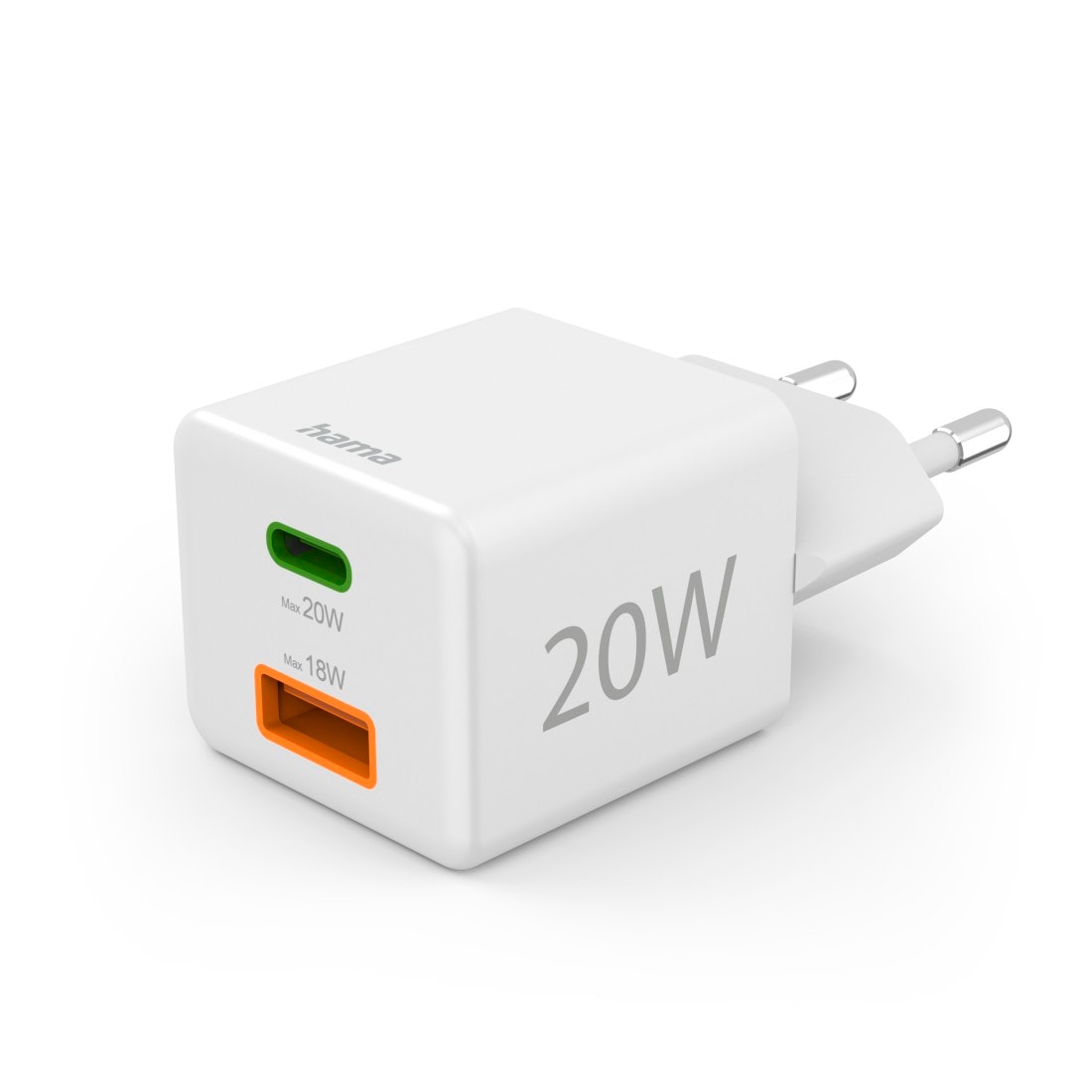 Hama Schnelllade-Gerät »USB-Ladegerät (Schnellladegerät Handy, 1x USB-C, 1x USB-A, 20 Watt)«, (1 St.)