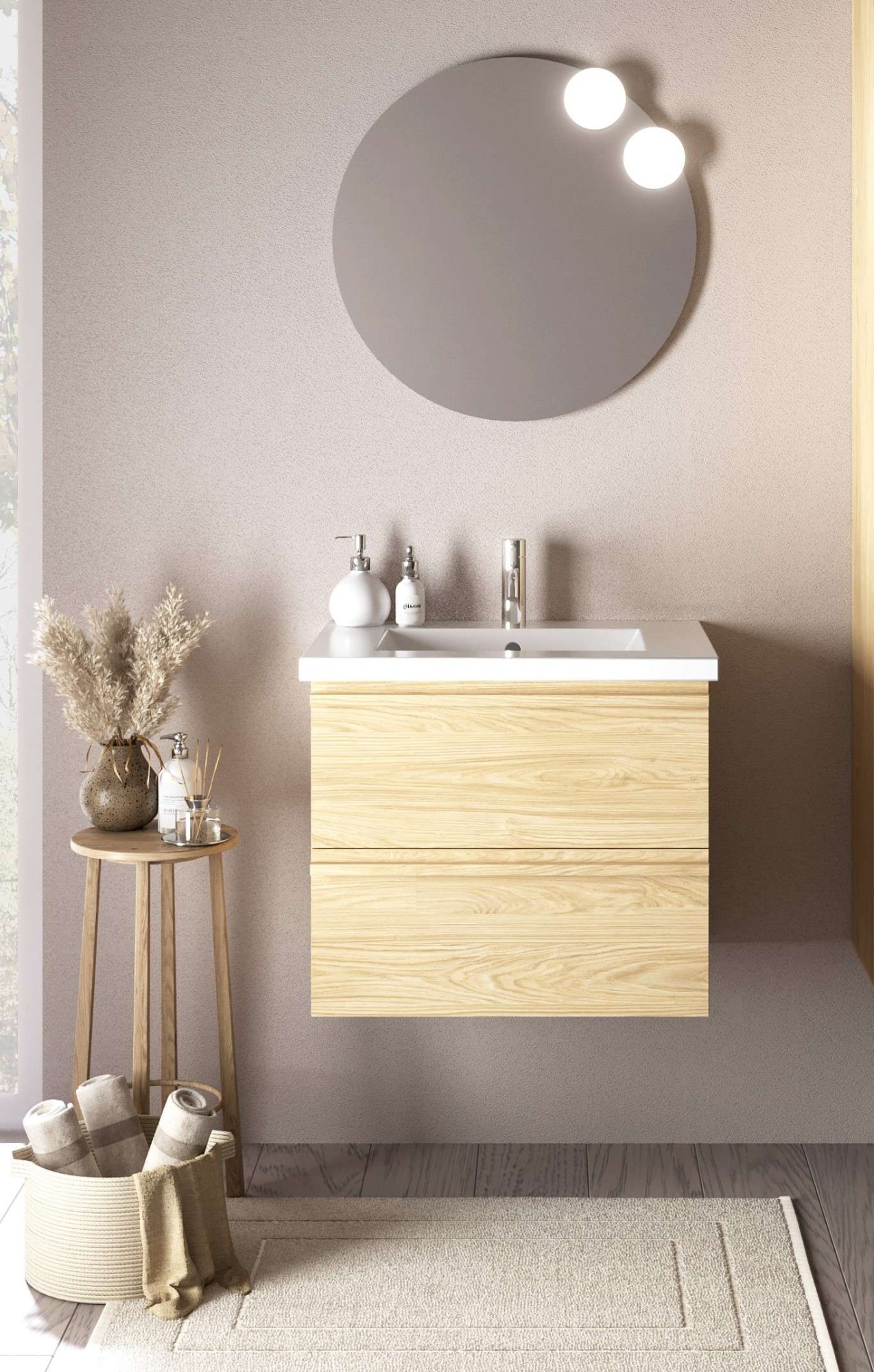 welltime Waschtisch »Only inklusive Waschbecken, Schubladen mit Vollauszug«, Badmöbel in verschiedenen Breiten, mit Soft-Close Funktion, FSC®