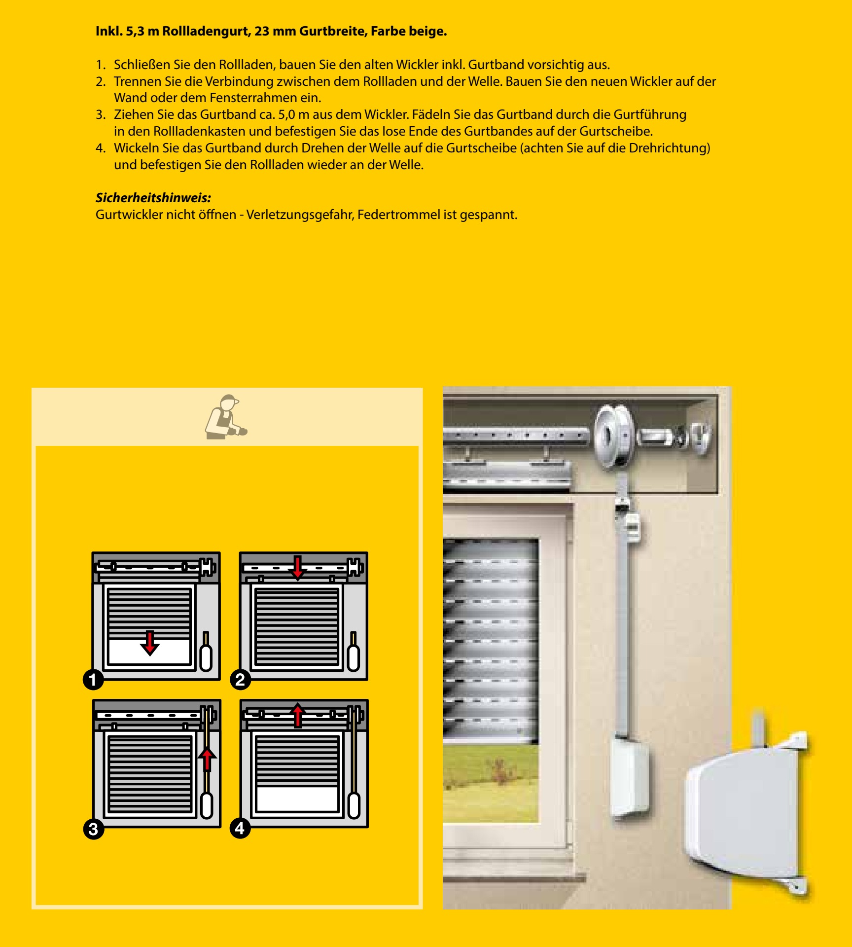 SCHELLENBERG Aufputz-Gurtwickler »Aufschraubwickler für das Rollladensystem Maxi«, schwenkbar, mit vormontiertem Rollladengurtband, weiß oder braun