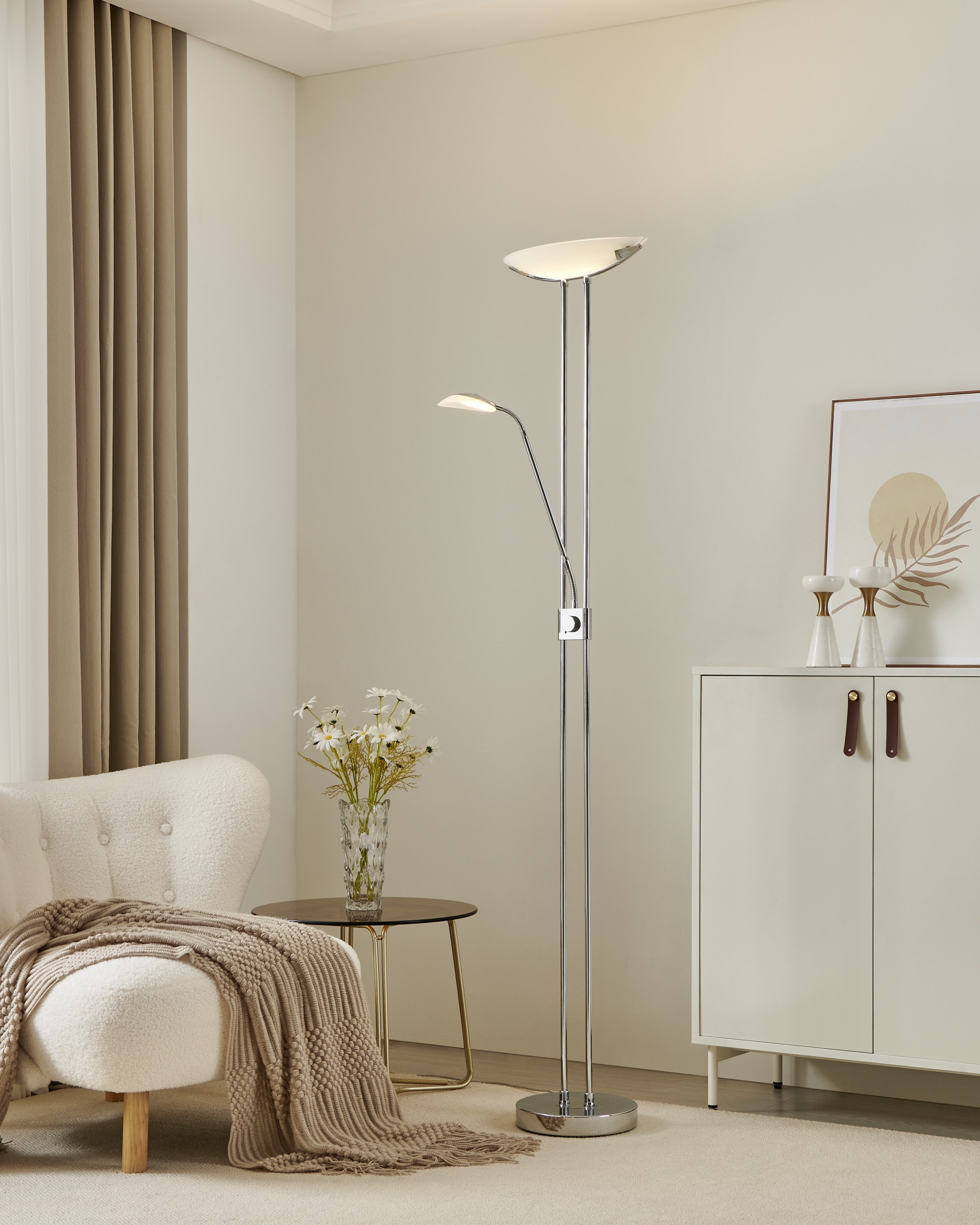 EGLO Stehlampe »BAYA LED Stehlampe - Stahl - LED;LED;LED - 20W;2,5W;2,5W - IP20« LED-Modul 1 Stk. Warmweiß Standleuchte, Leselampe, Wohzimmer, Schlafzimmer, L36 x H180 cm