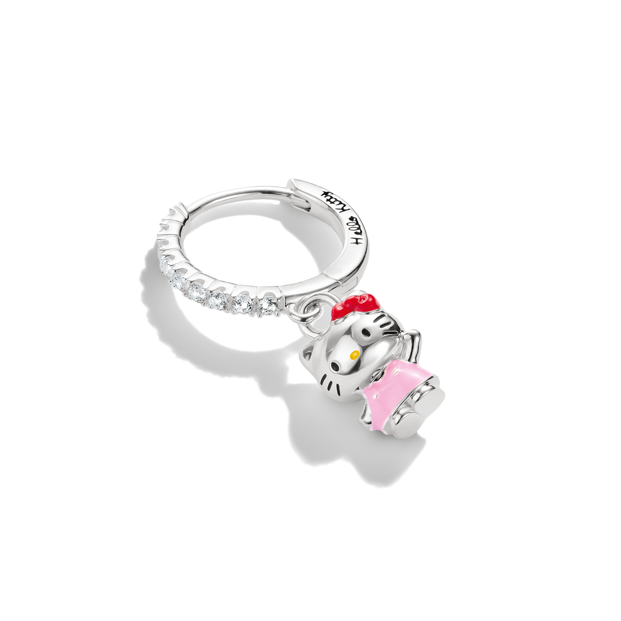 THOMAS SABO Single-Creole »THOMAS SABO ♡ Hello Kitty Single Creole rosa« mit Zirkonia (synth.) - Emaille