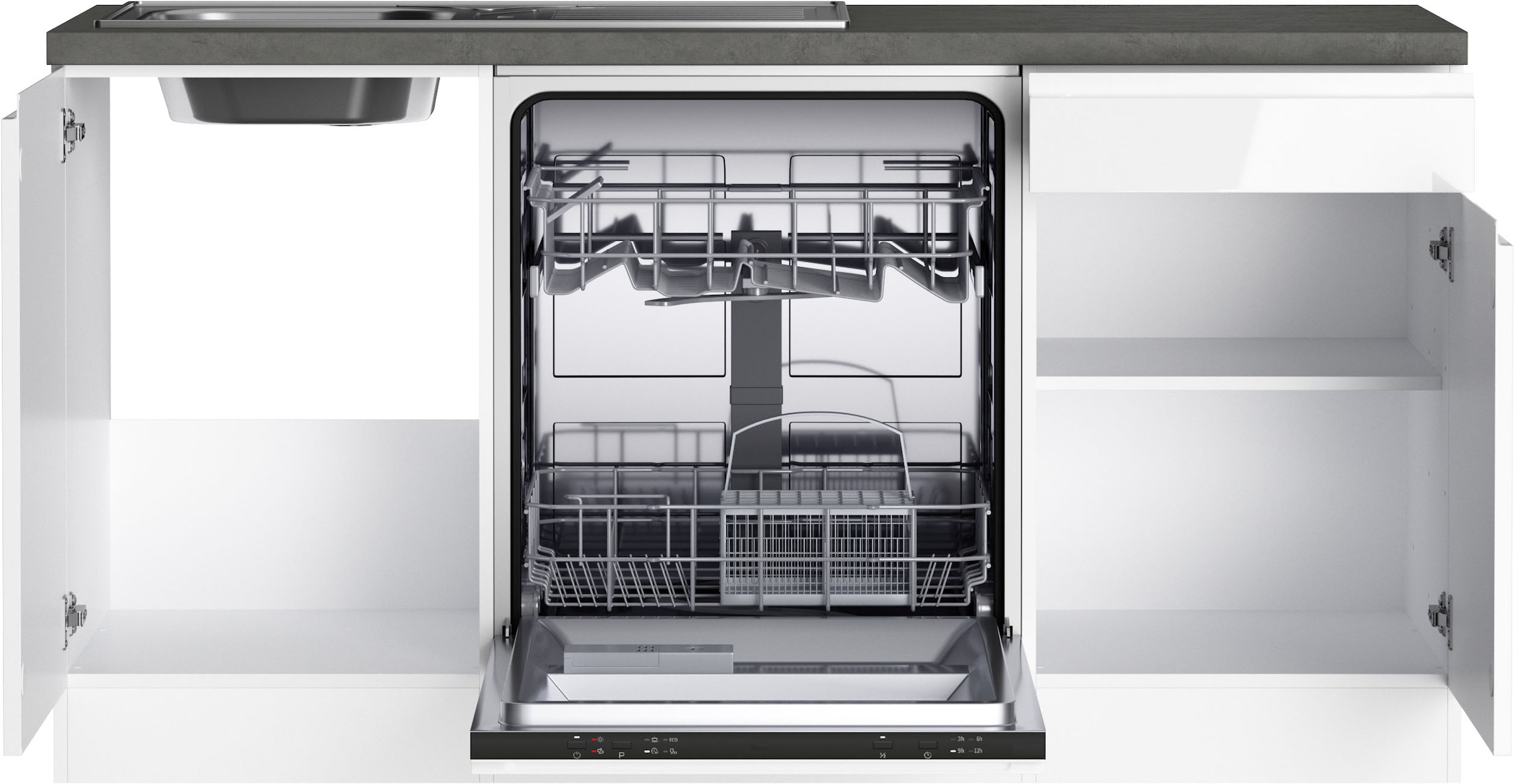 KOCHSTATION Winkelküche »KS-Virginia,neu in verbesserter Ausführung« Arbeitsplatte 38 mm stark, Stauraum, Softclose,  Stellbreite 220/220 cm, Soft-Close,wahlweise mit E-Geräten