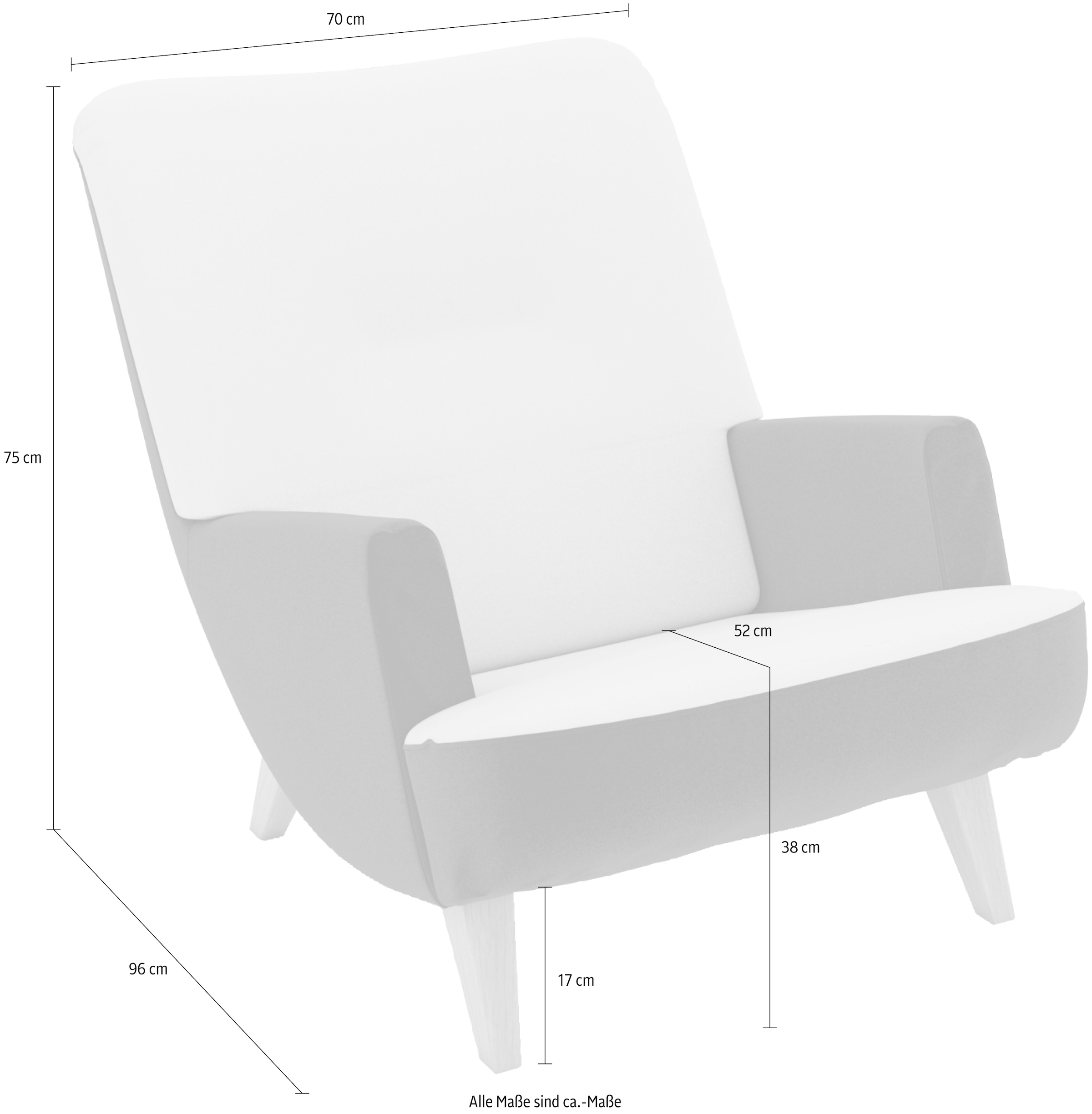 Max Winzer® Loungesessel »build-a-chair Borano außergewöhnlicher Sessel, tolle Farbkombinationen«, modern im Retrolook, zum Selbstgestalten