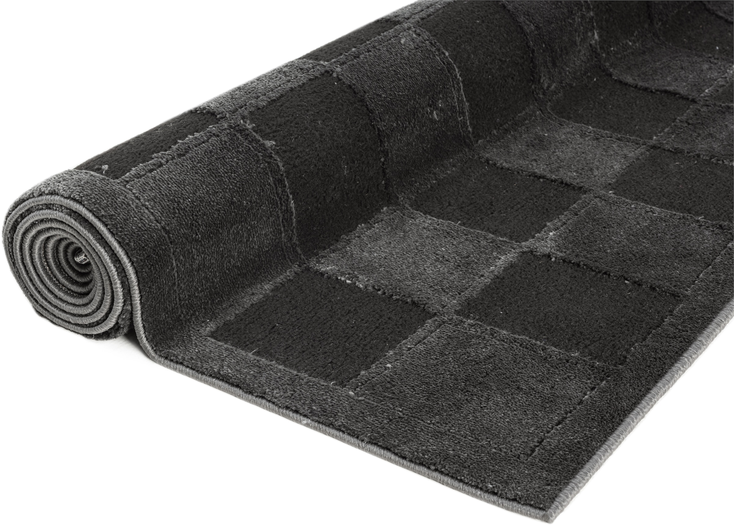 OTTO home Teppich »Belion, Hoch-Tief-Struktur«, rechteckig, 19 mm Höhe, leichter Glanz, Schachbrettmuster, Modern, Wohnzimmer, Schlafzimmer
