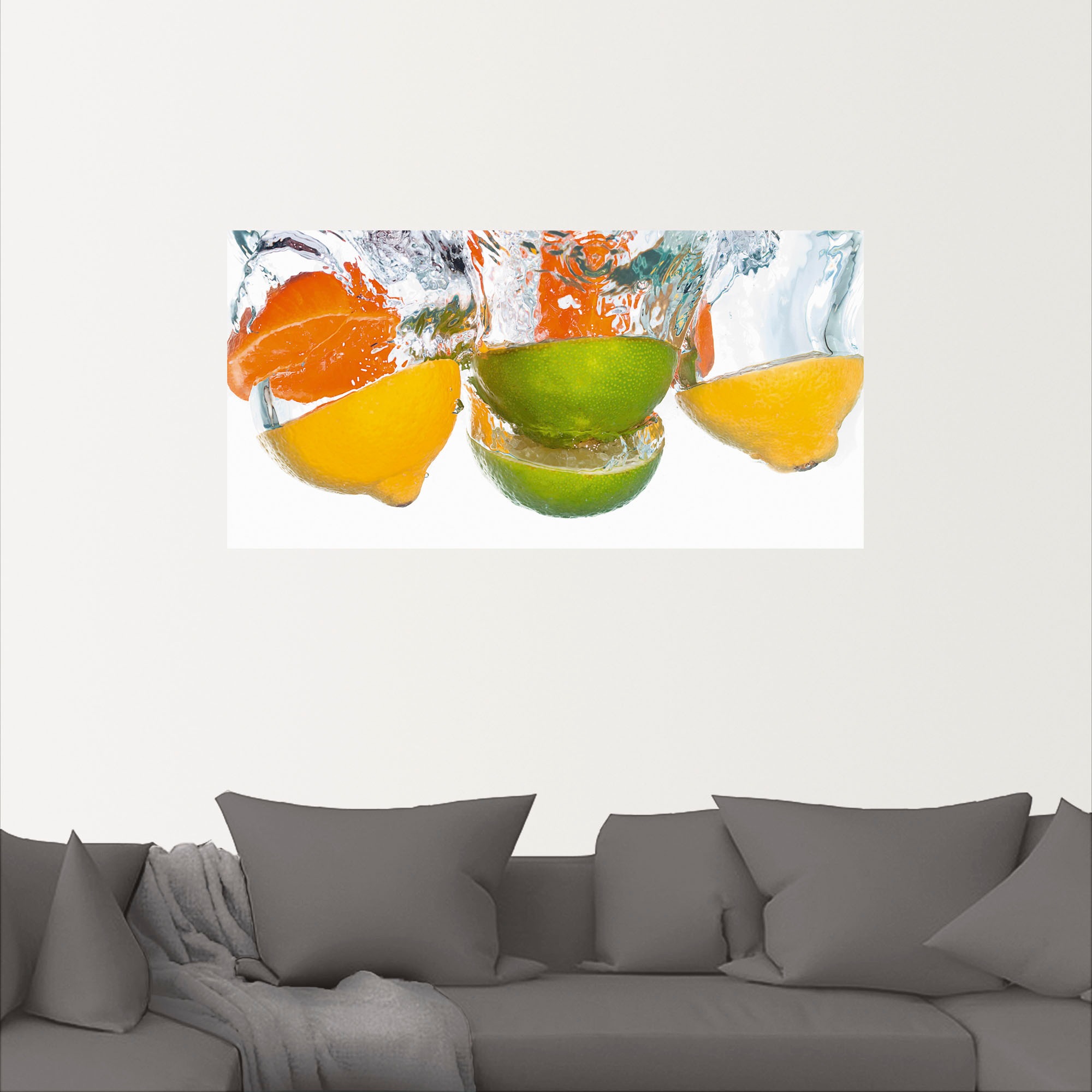 Thumbnail - Artland Wandbild "Zitrusfrüchte fallen in klares Wasser", Lebensmittel, (1 St.), als Leinwandbild, Poster, Wandaufkleber...