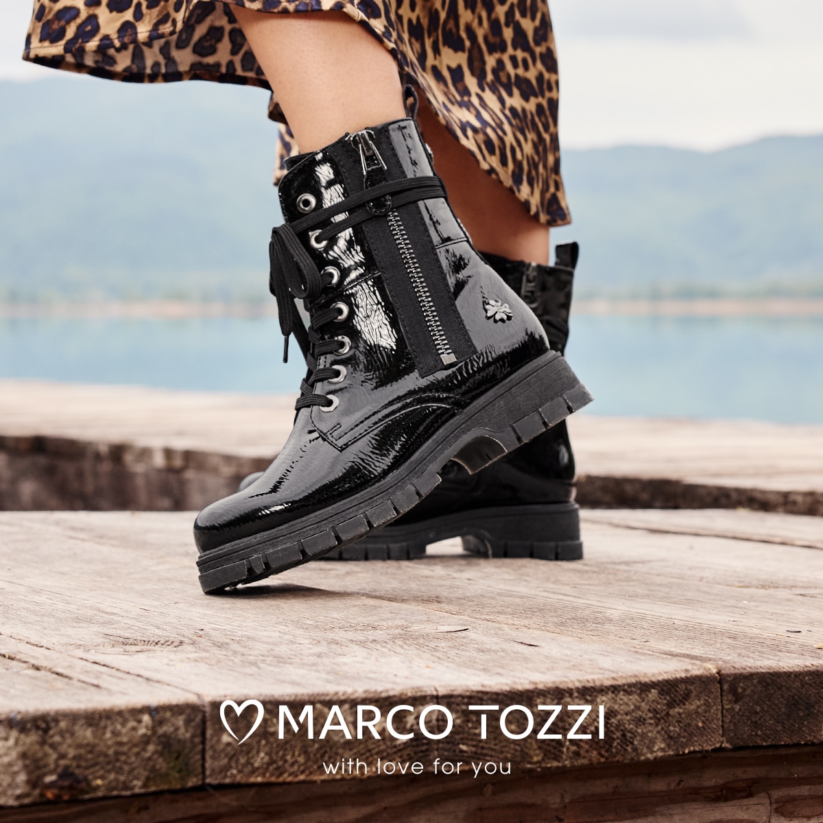 MARCO TOZZI by GMK Schnürboots, Blockabsatz, Schnürboots mit Zierreißverschluss außen