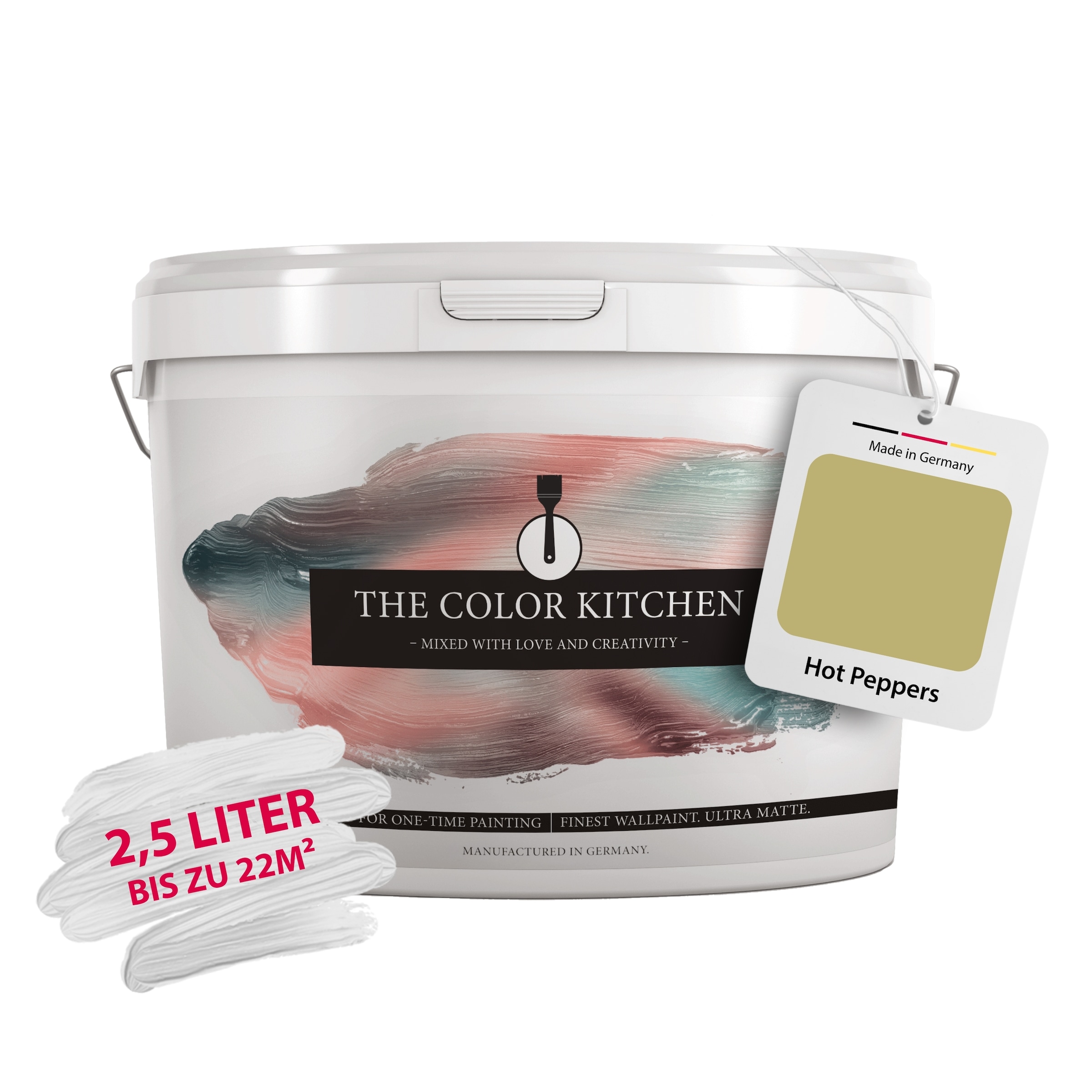 A.S. CRÉATION Wand- und Deckenfarbe "Seidenmatt Innenfarbe THE COLOR KITCHEN", 2,5 l 2,5ml, beige, Farben, für Wohnzimmer Schlafzimmer Flur Küche,
