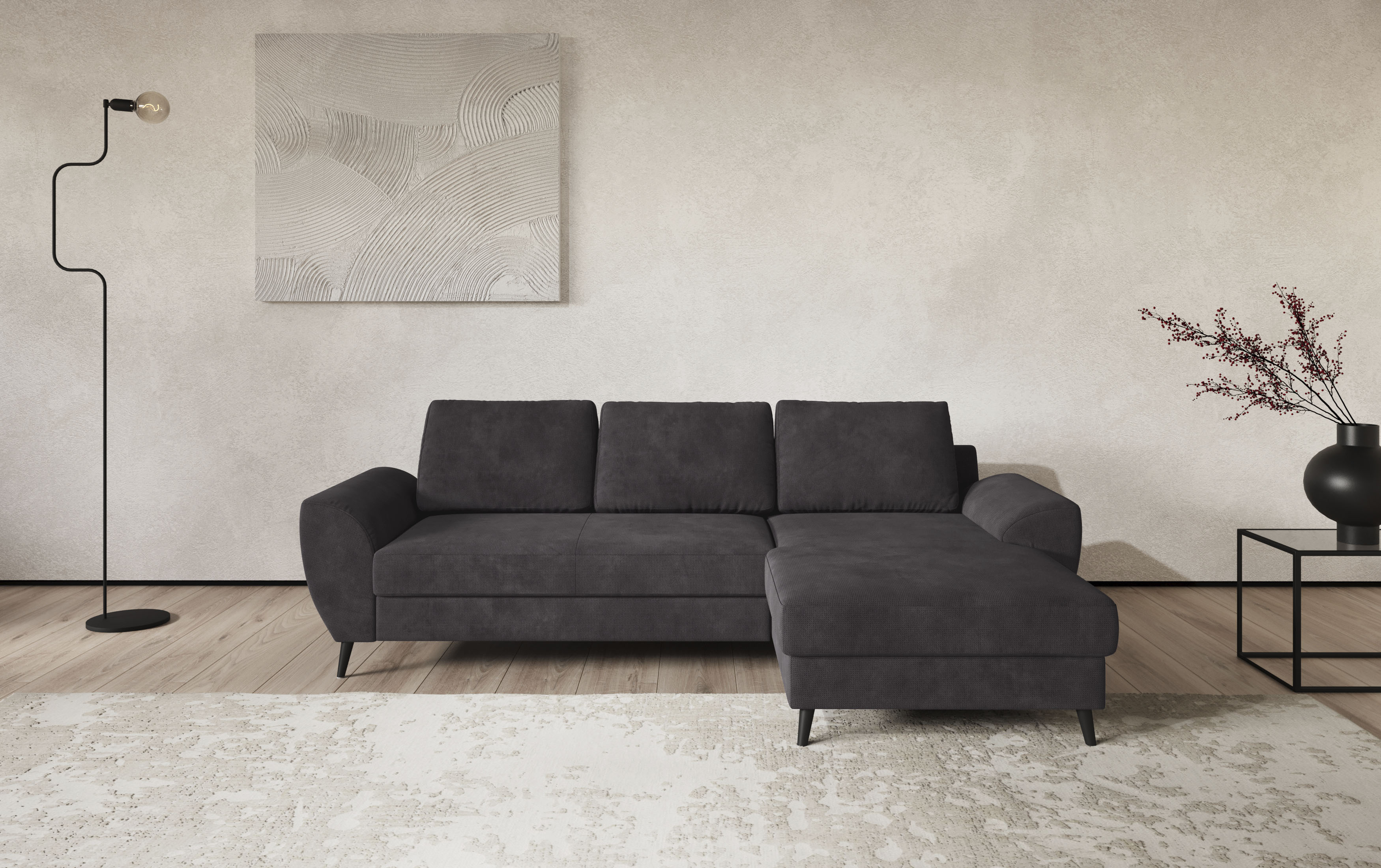 COTTA Ecksofa "Terra L-Form, B: 255cm, Top Sitzkomfort durch Wellenunterfederung und" PUR-Schaum, optional mit Schlaffunktion, Liegefläche: 200x137cm