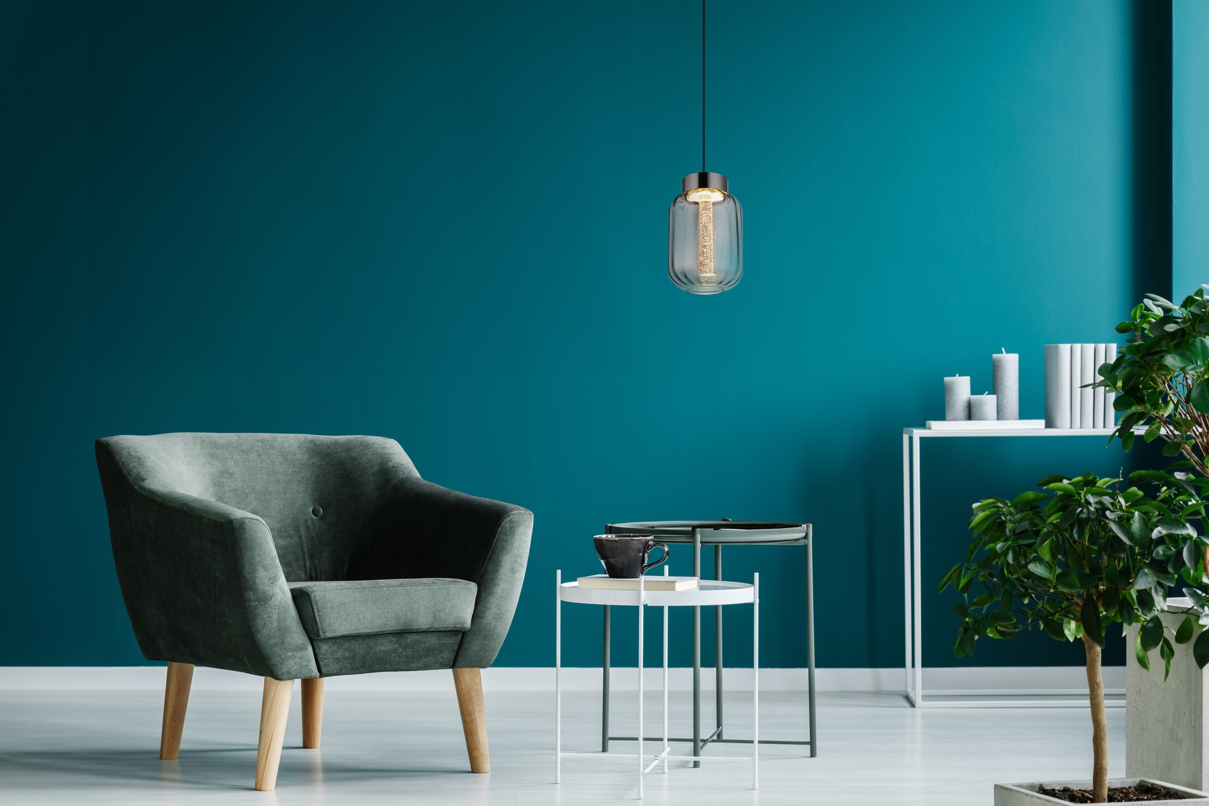 GLOBO LIGHTING Hängeleuchte »FLUORO« LED-Modul 1 Stk. Warmweiß Hängelampe Glas rauchfarben elegant Acryl mit Luftblasen