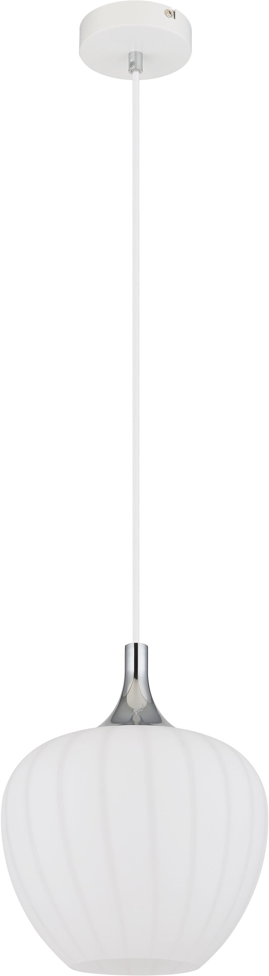 GLOBO LIGHTING Hängeleuchte »MAXY«, Leuchtmittel E27 | ohne Leuchtmittel, Hängelampe/Pendelleuchte/Glas opal/Glas Dekorillen/weiß/Höhe kürzbar