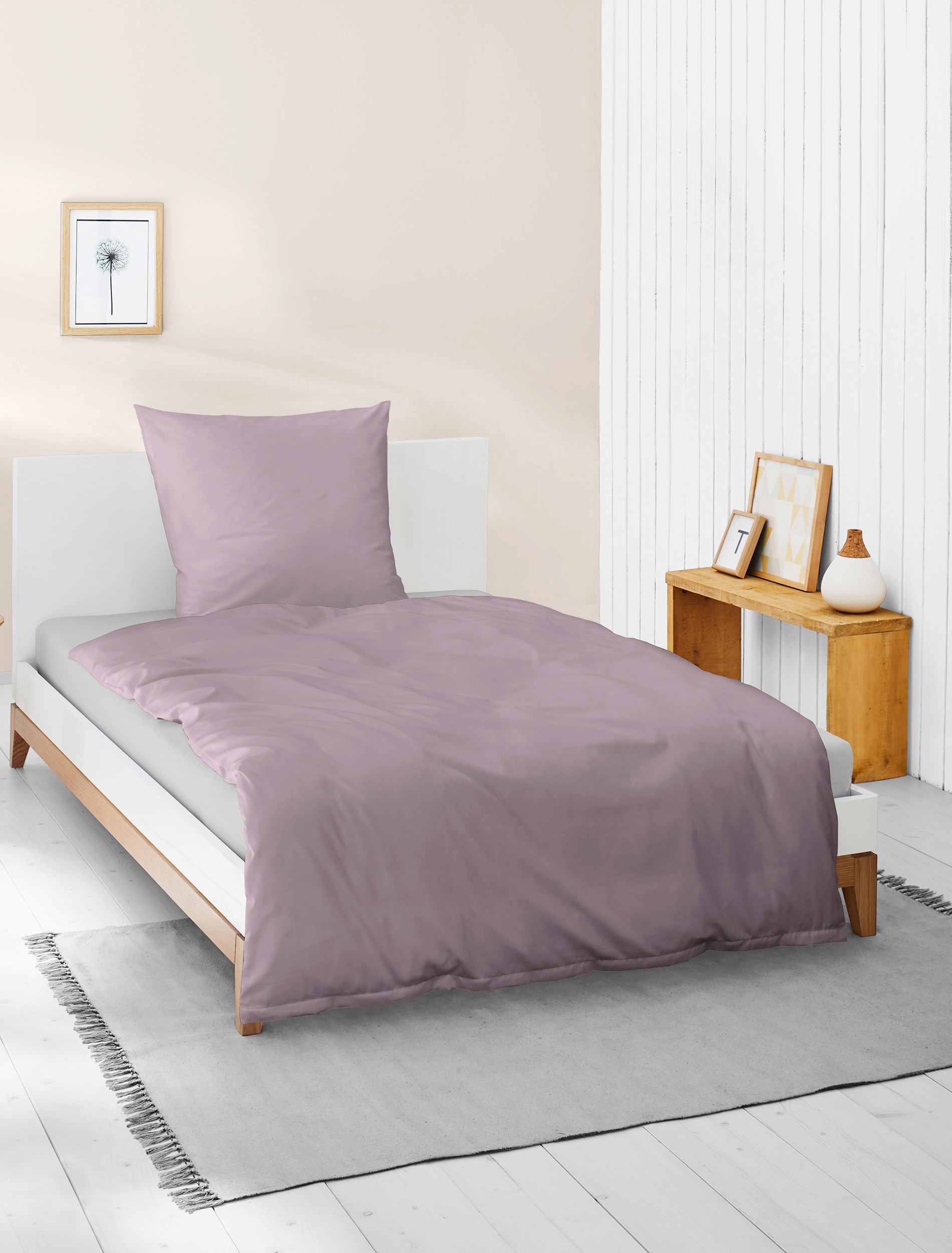 BIERBAUM Bettwäsche "Elegant uni" 3 Stk. Mako-Satin, 100 % Baumwolle, Uni, günstig online kaufen