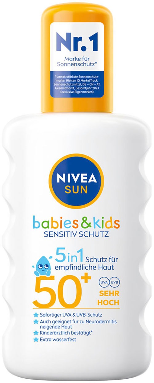 Nivea Sun Sonnenschutzspray »Babies & Kids Sensitiv Schutz+Gratisgröße Lotion to go«, (Set)