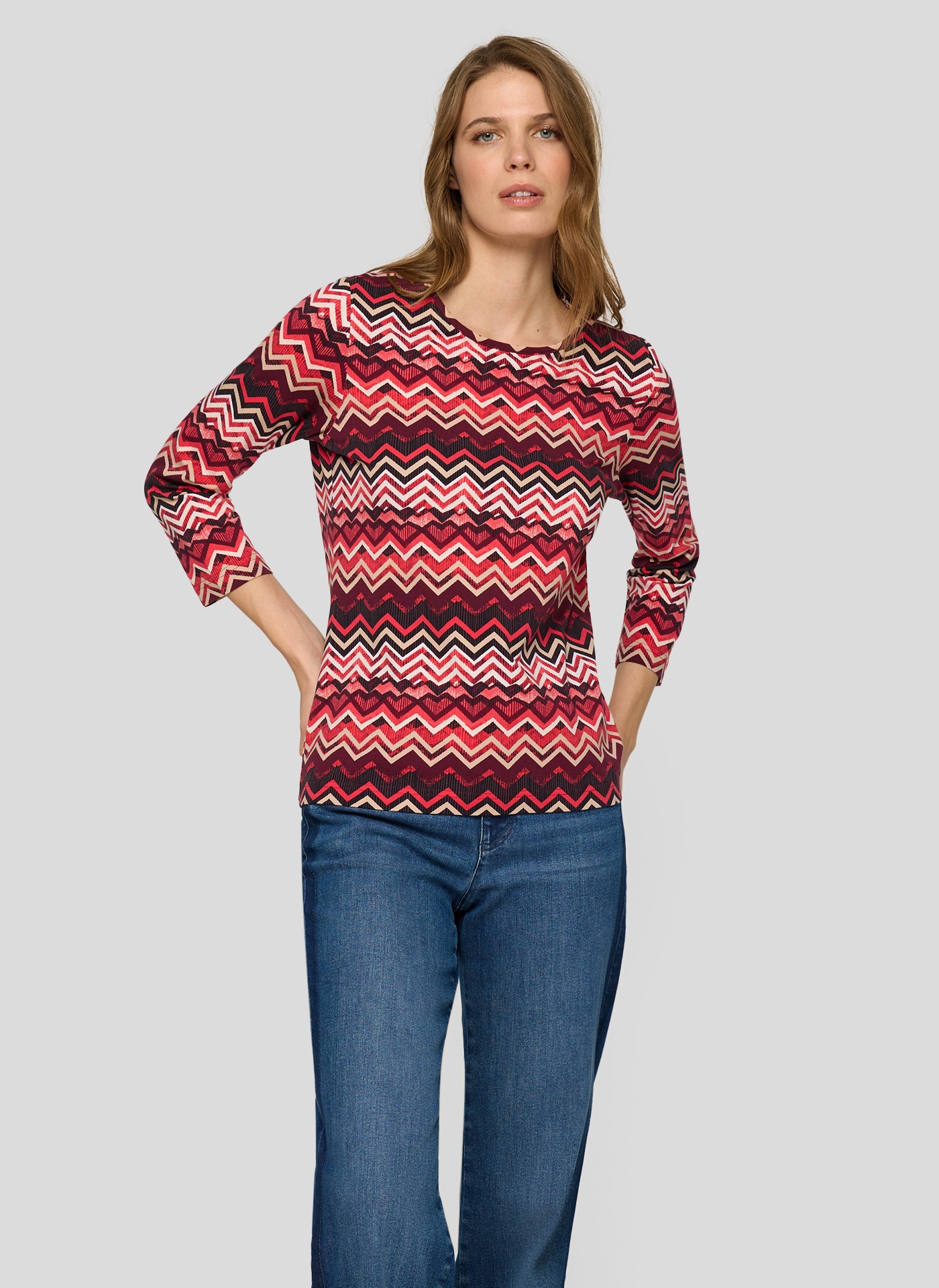 Rabe 3/4-Arm-Shirt mit Allover-Muster günstig online kaufen