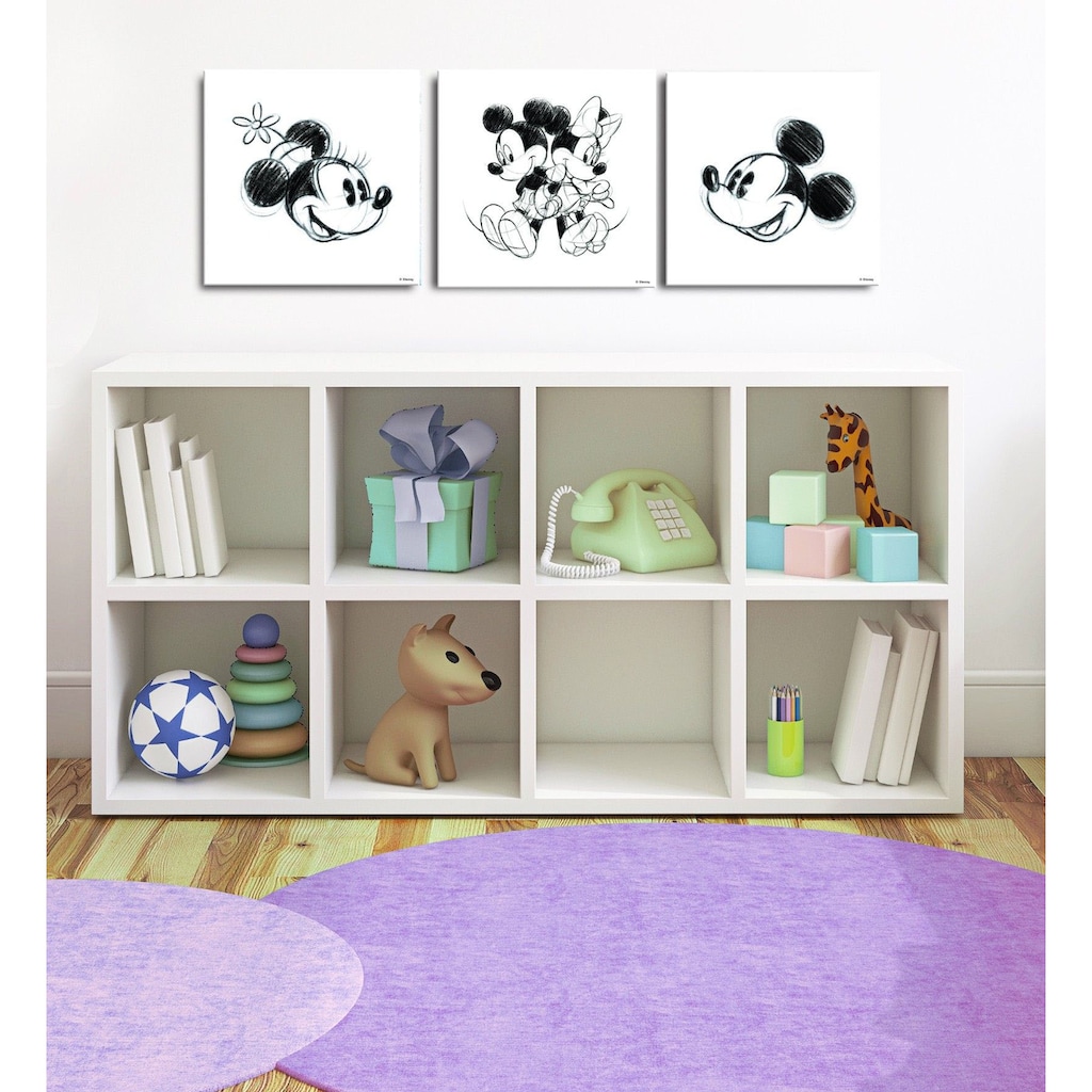 Disney Mehrteilige Bilder »Mickey & Minnie«, (Set, 3 St.)