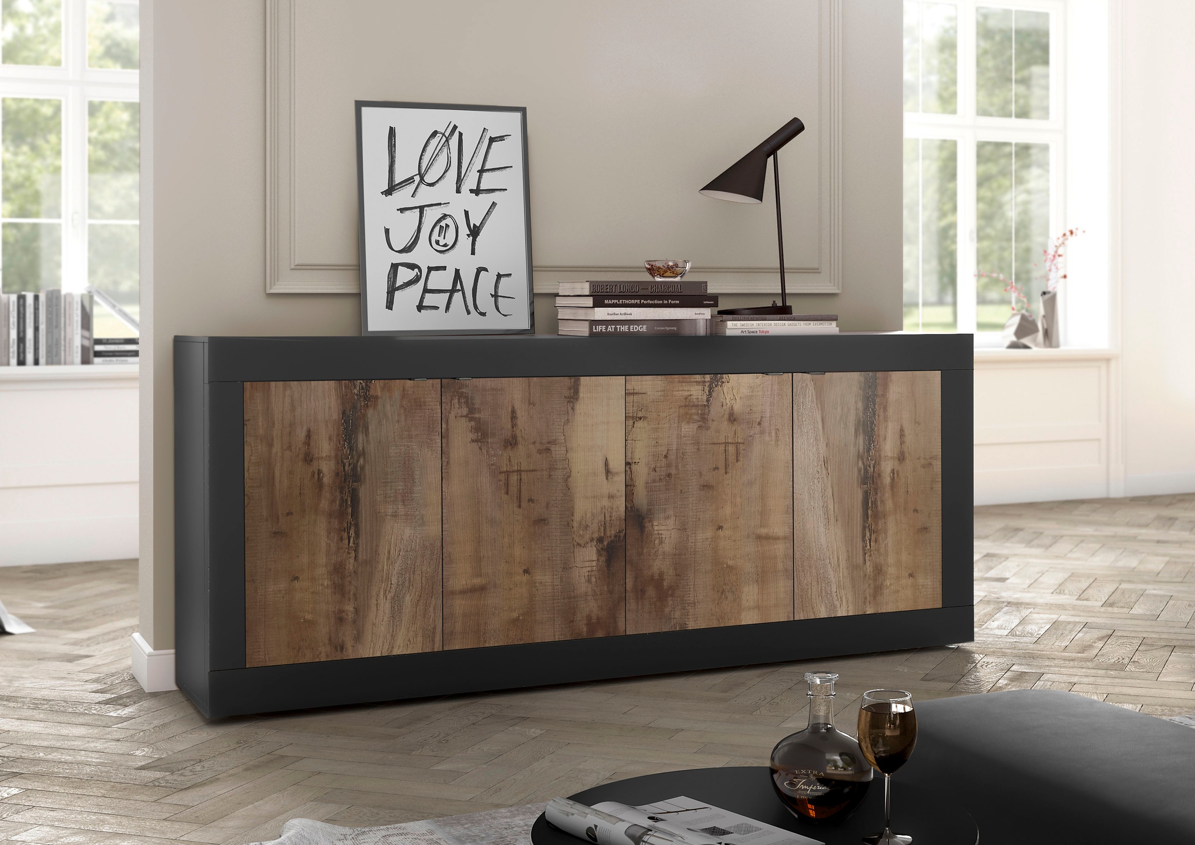 INOSIGN Sideboard "Basic Breite 207 cm, Kommode 4 Türen, Anrichte,", Metall günstig online kaufen