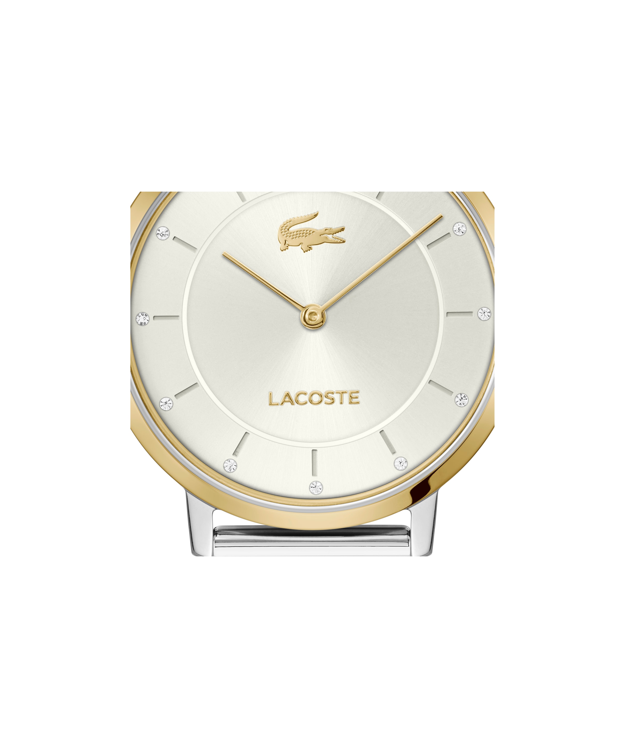 Lacoste Quarzuhr »CROCORIGIN« Armbanduhr, Damenuhr, Edelstahlarmband, analog, Glassteine