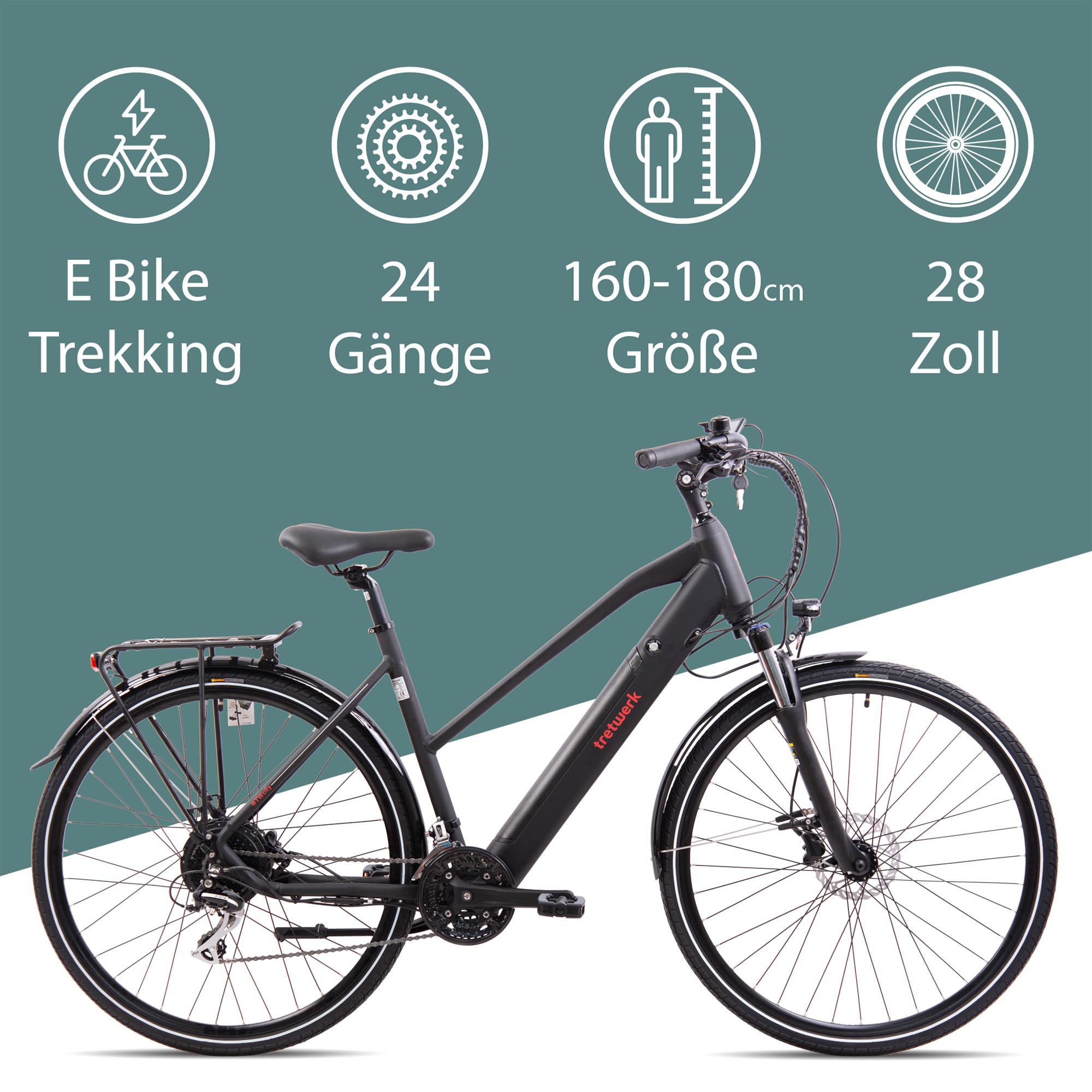 Tretwerk E-Bike »Seville 5.0«, 24 Gang, Shimano, Heckmotor 250 W, Pedelec, Elektrofahrrad für Damen u. Herren