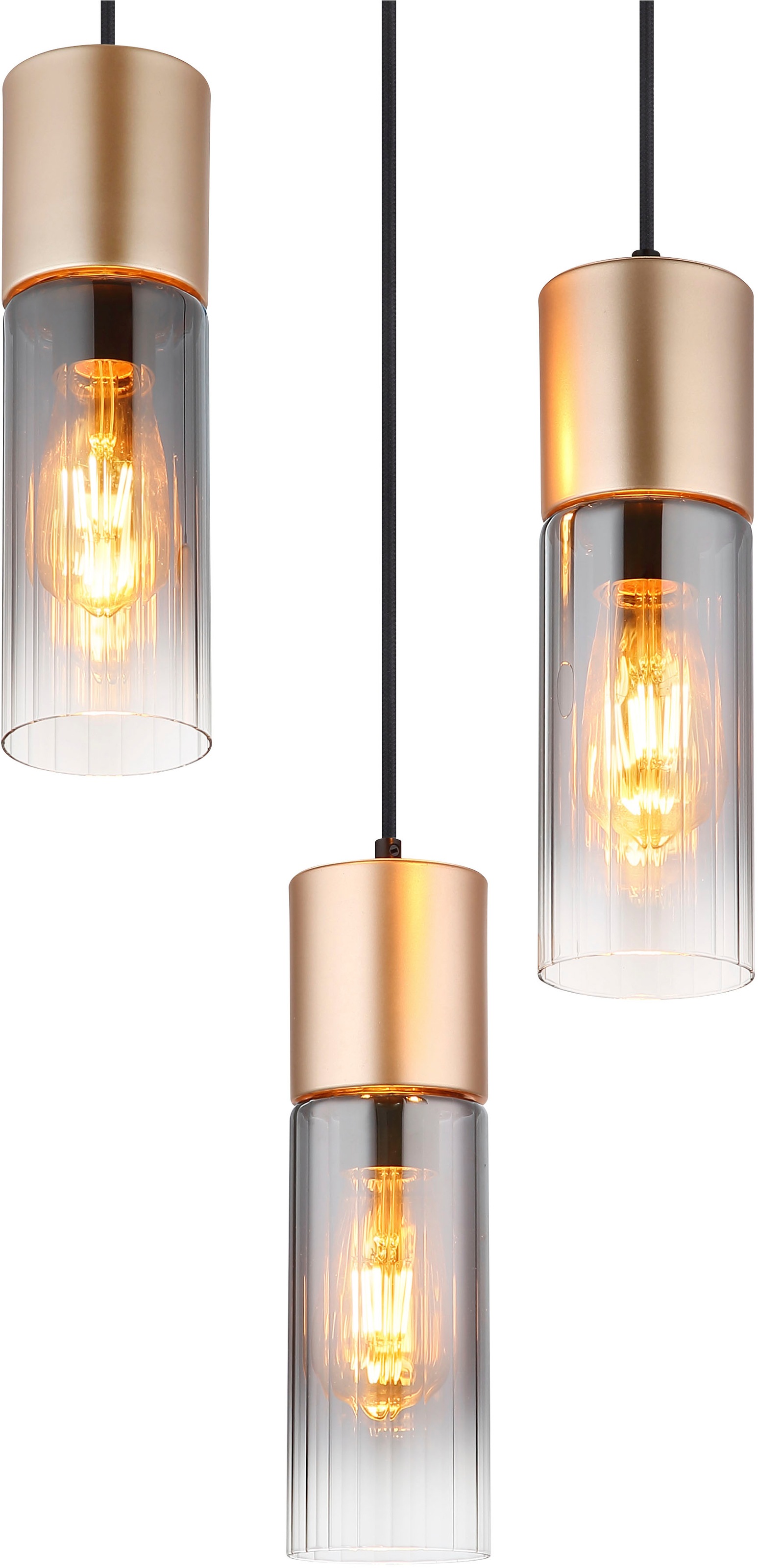 GLOBO LIGHTING Hängeleuchte »ANNIKA« E27 1 Stk. Hängeleuchte Cappuccino, Rauchglas Rillen, 3 Höhen, E27