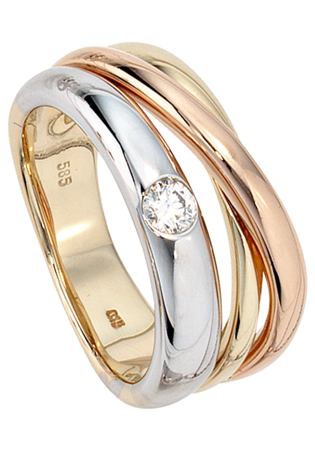 JOBO Diamantring, 585 Gold dreifarbig tricolor mit Diamant 0,15 ct. online  bestellen | BAUR