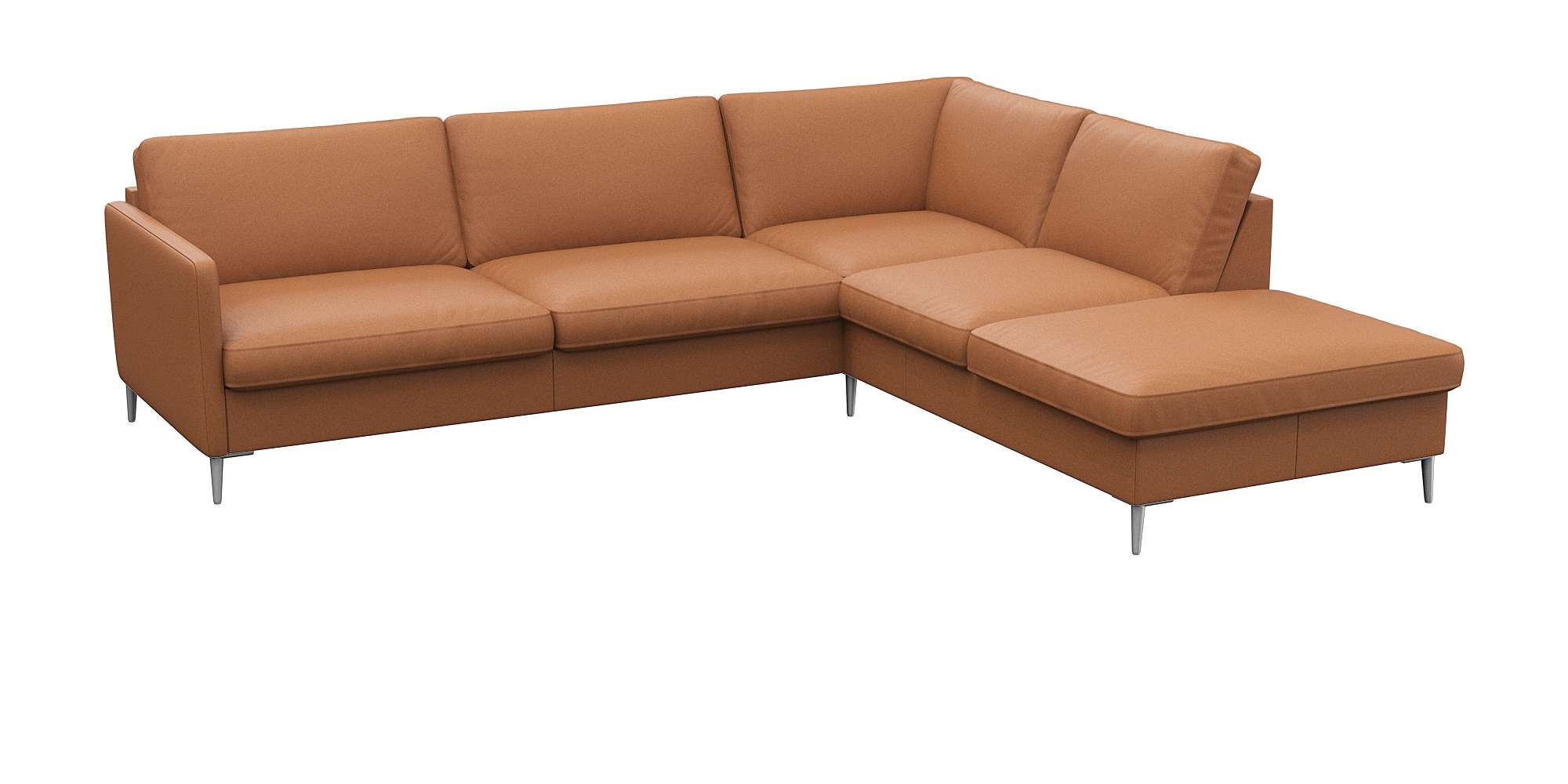 FLEXLUX Ecksofa »Fiore, L-Form, bequem und komfortabel durch hochwertigem Sitzaufbau«, schmale Armlehnen, Kaltschaum, Füße Alu