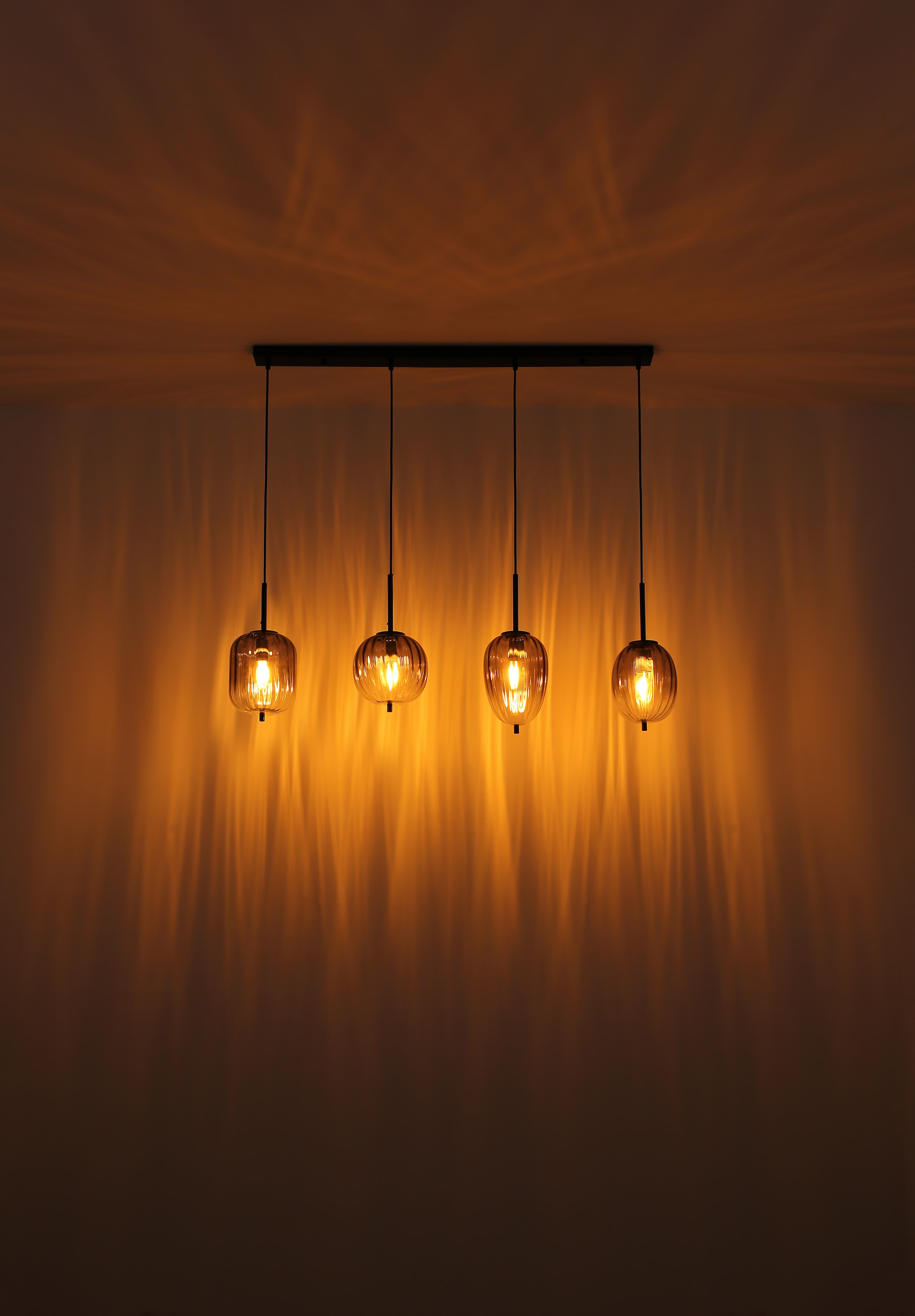 GLOBO LIGHTING Hängeleuchte »ATTILA«, Leuchtmittel E14 | ohne Leuchtmittel, Hängelampe/Pendelleuchte/verschiedene Gläser/Glas rauchfarben