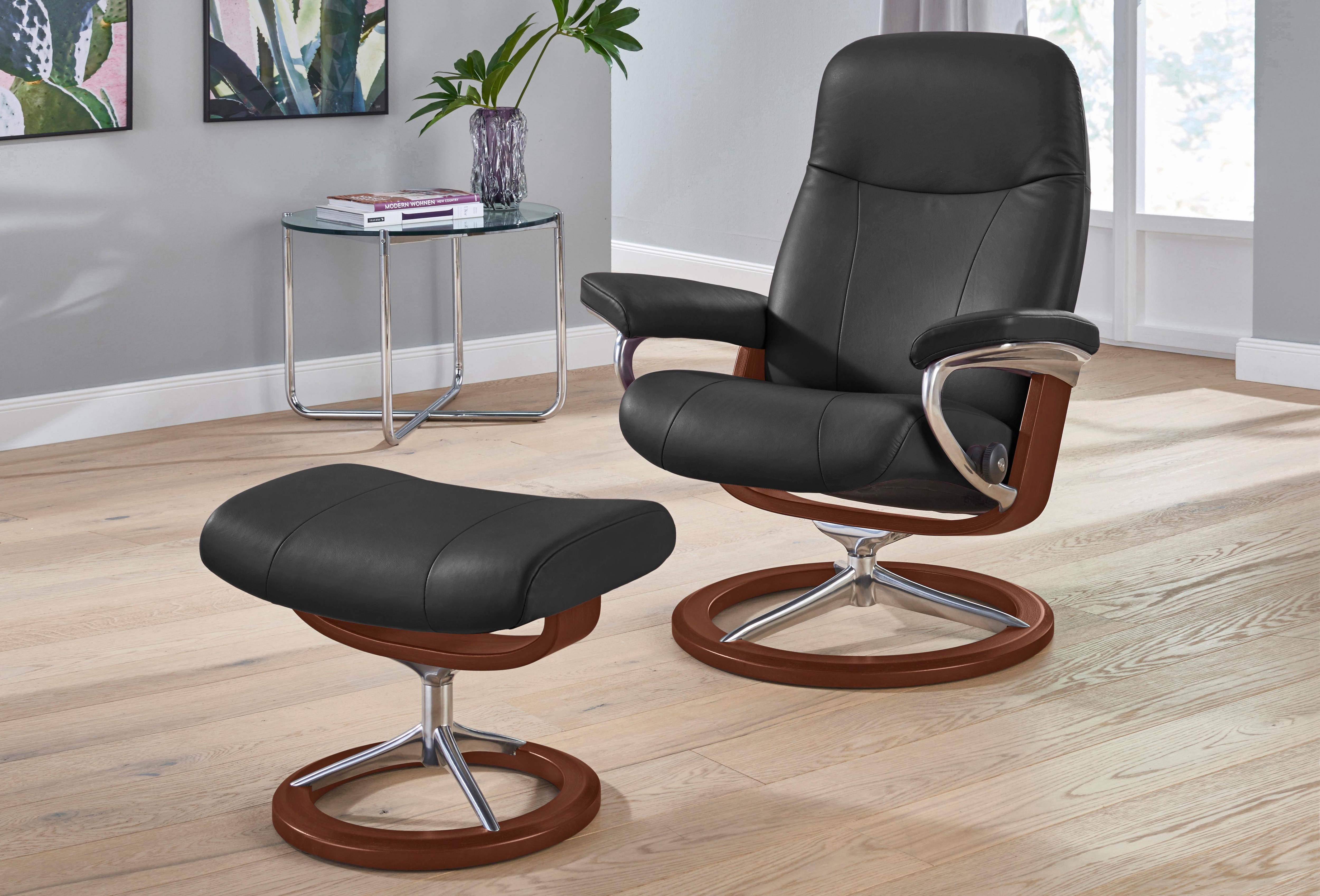 Stressless Relaxsessel Garda, (Set, Relaxsessel mit Hocker), mit Hocker, mit Signature Base, Größe M, Gestell Braun